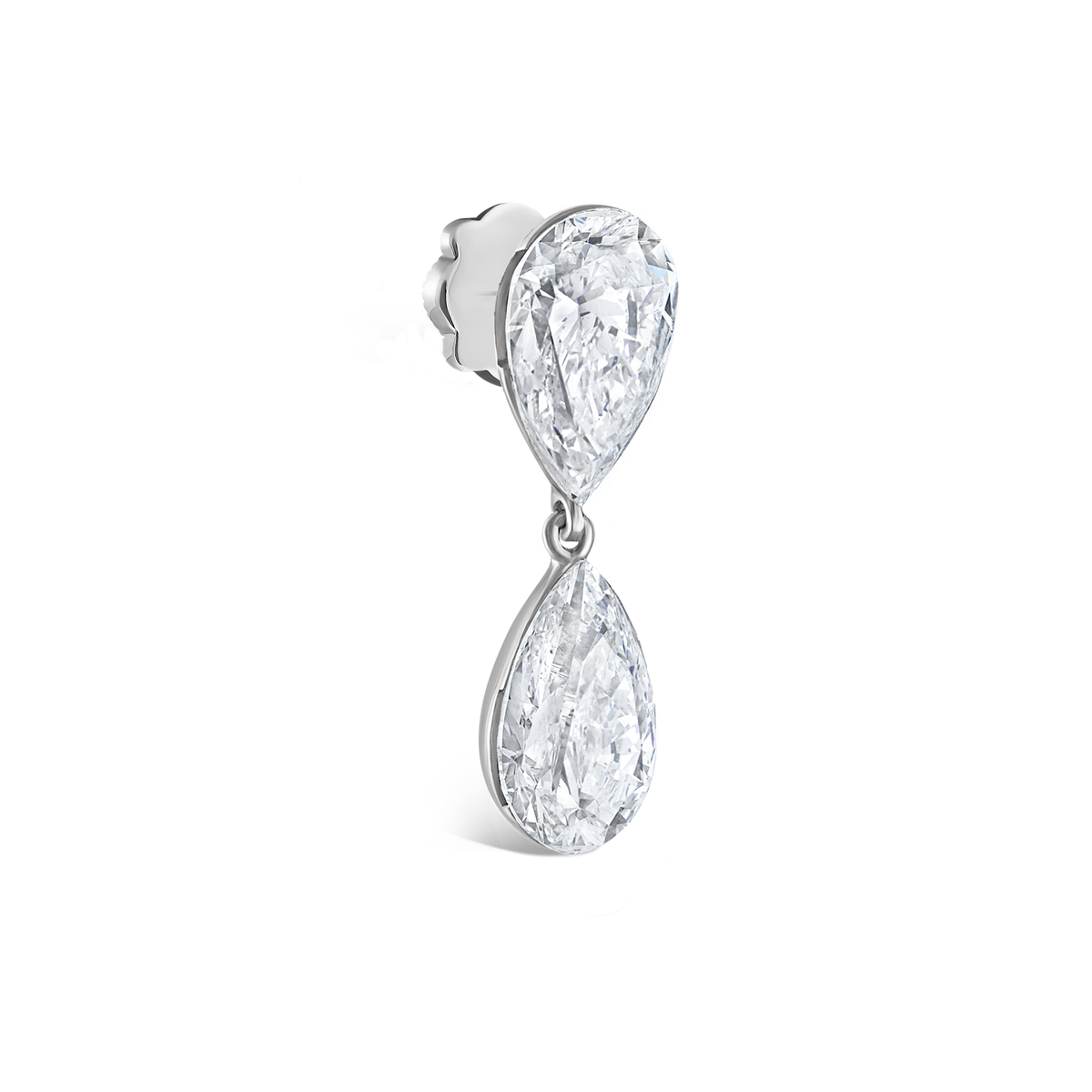 Invisible Set Diamond Pear Dangle Threaded Stud Earring