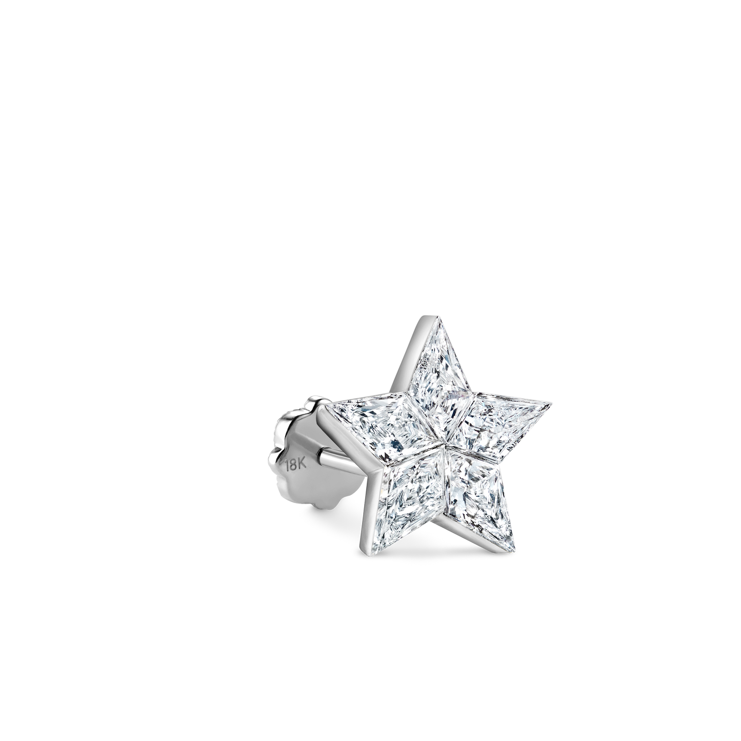 Invisible Set Diamond Star Threaded Stud Earring