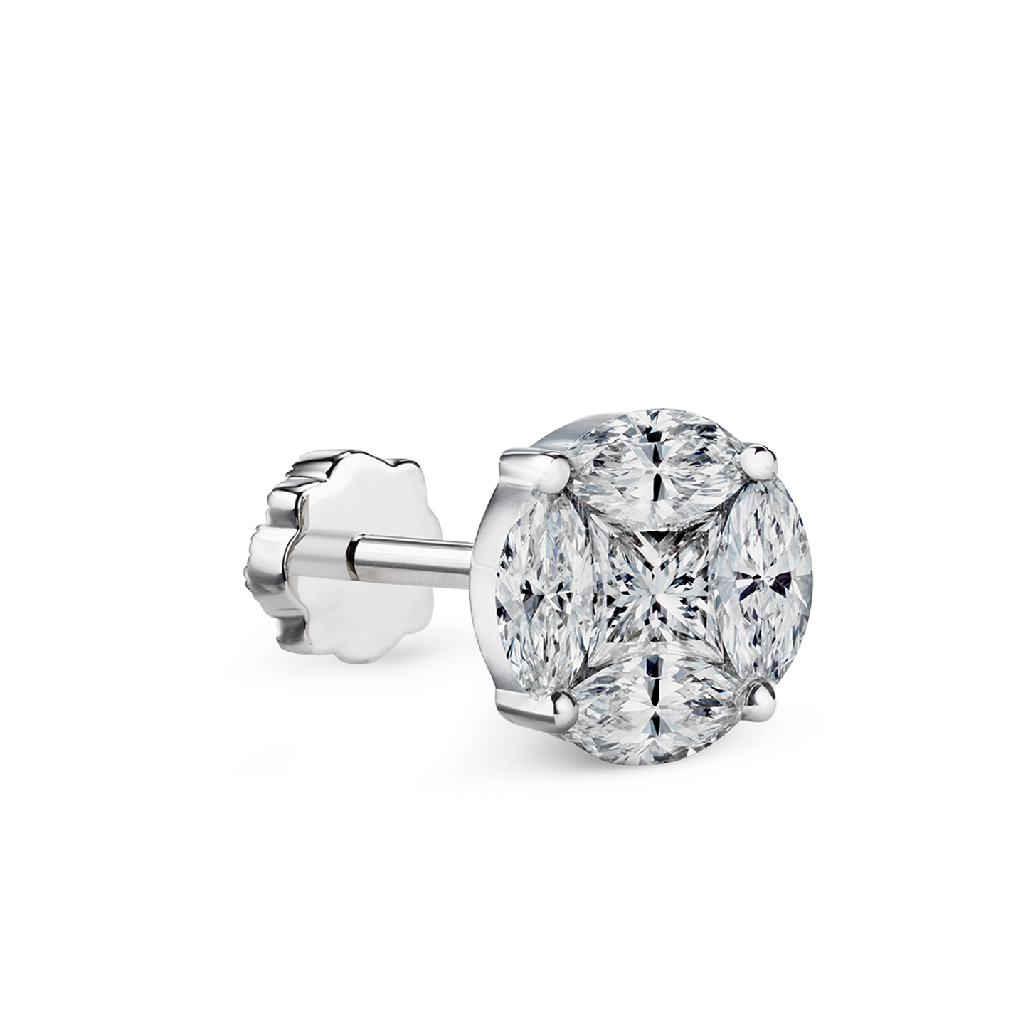 Diamond Cluster Threaded Stud Earring