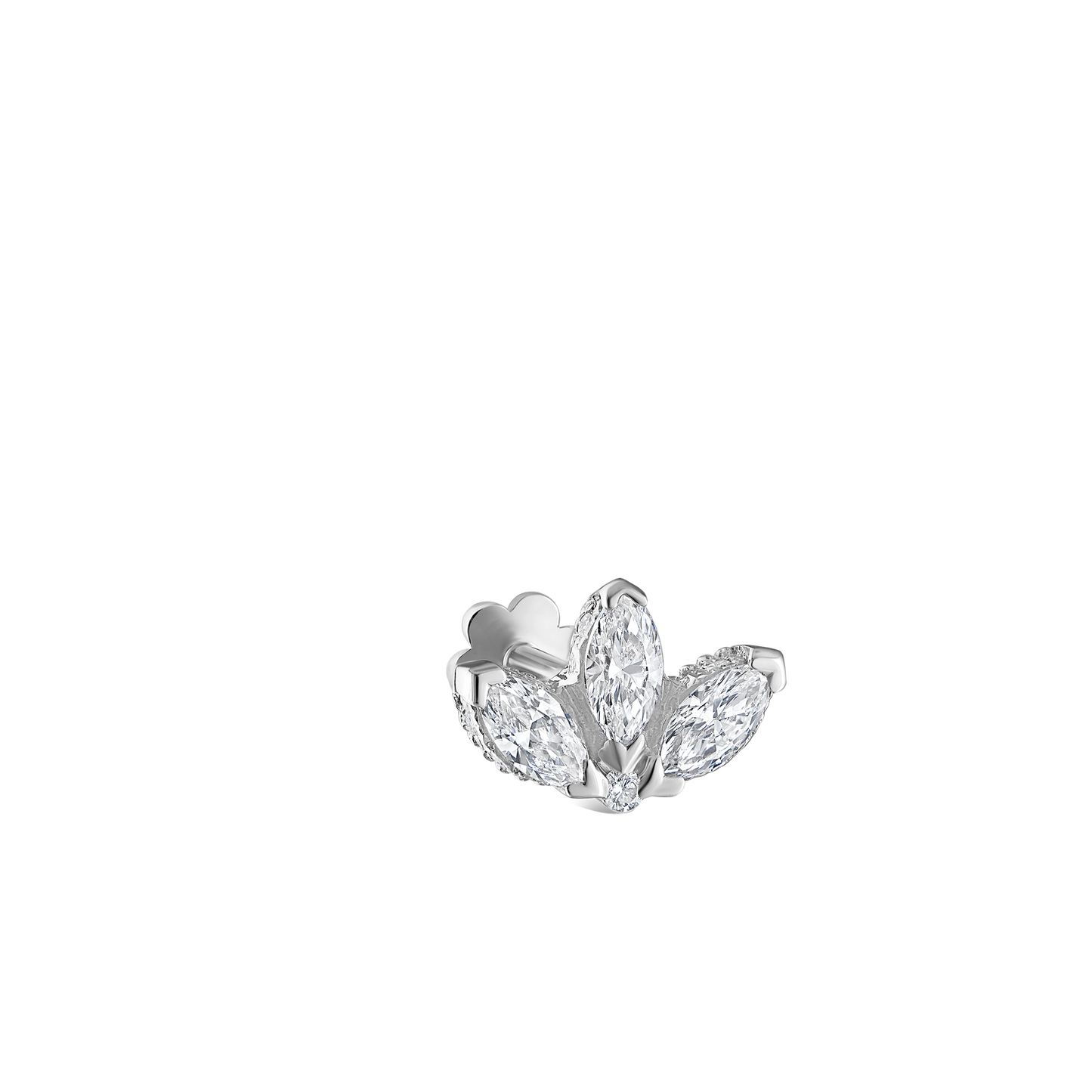 Diamond Engraved Lotus Threaded Stud Earring