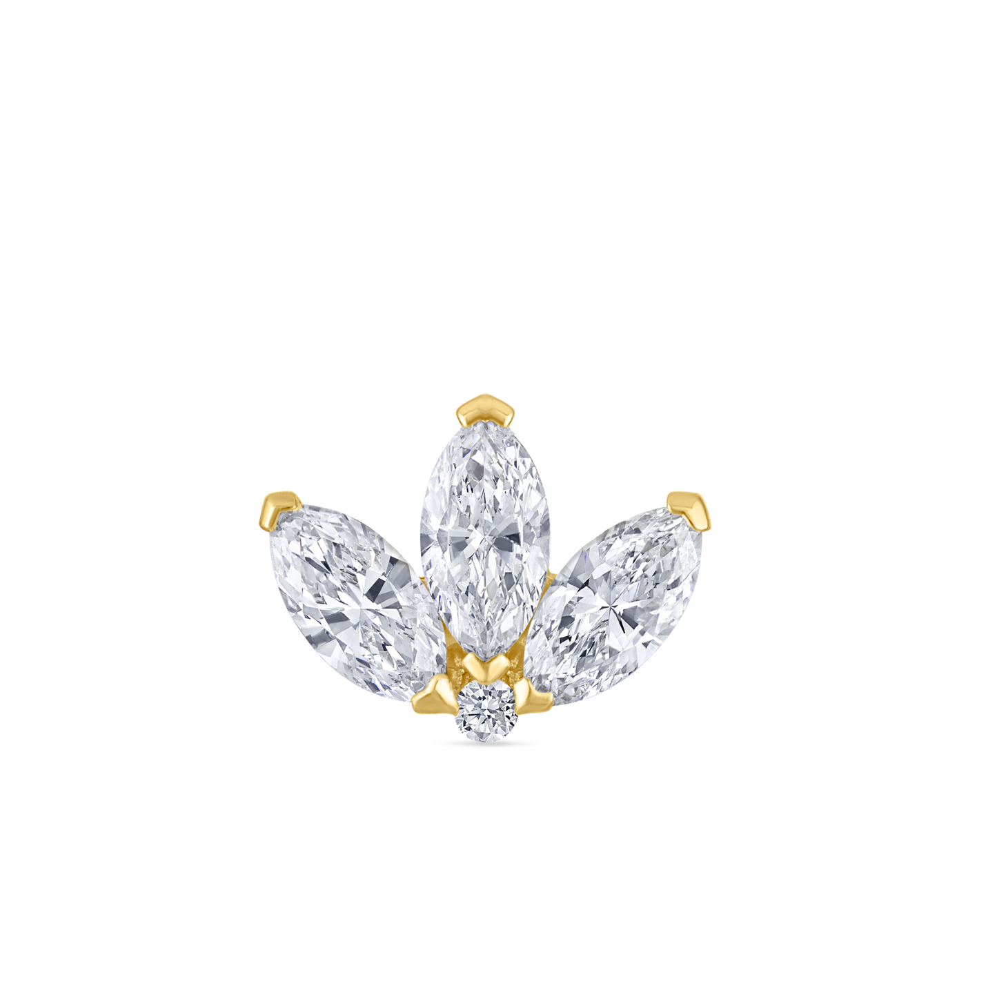 Diamond Engraved Lotus Threaded Stud Earring