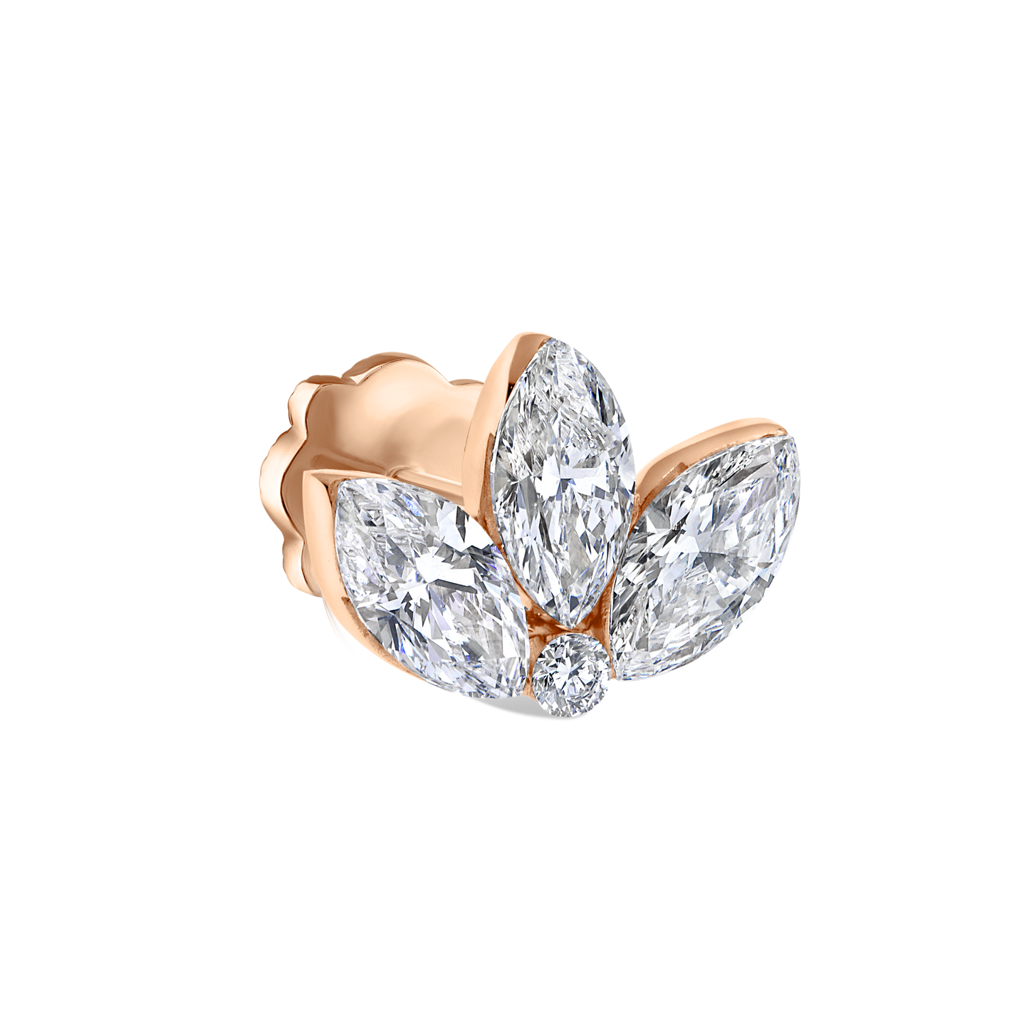 Invisible Diamond Lotus Threaded Stud Earring