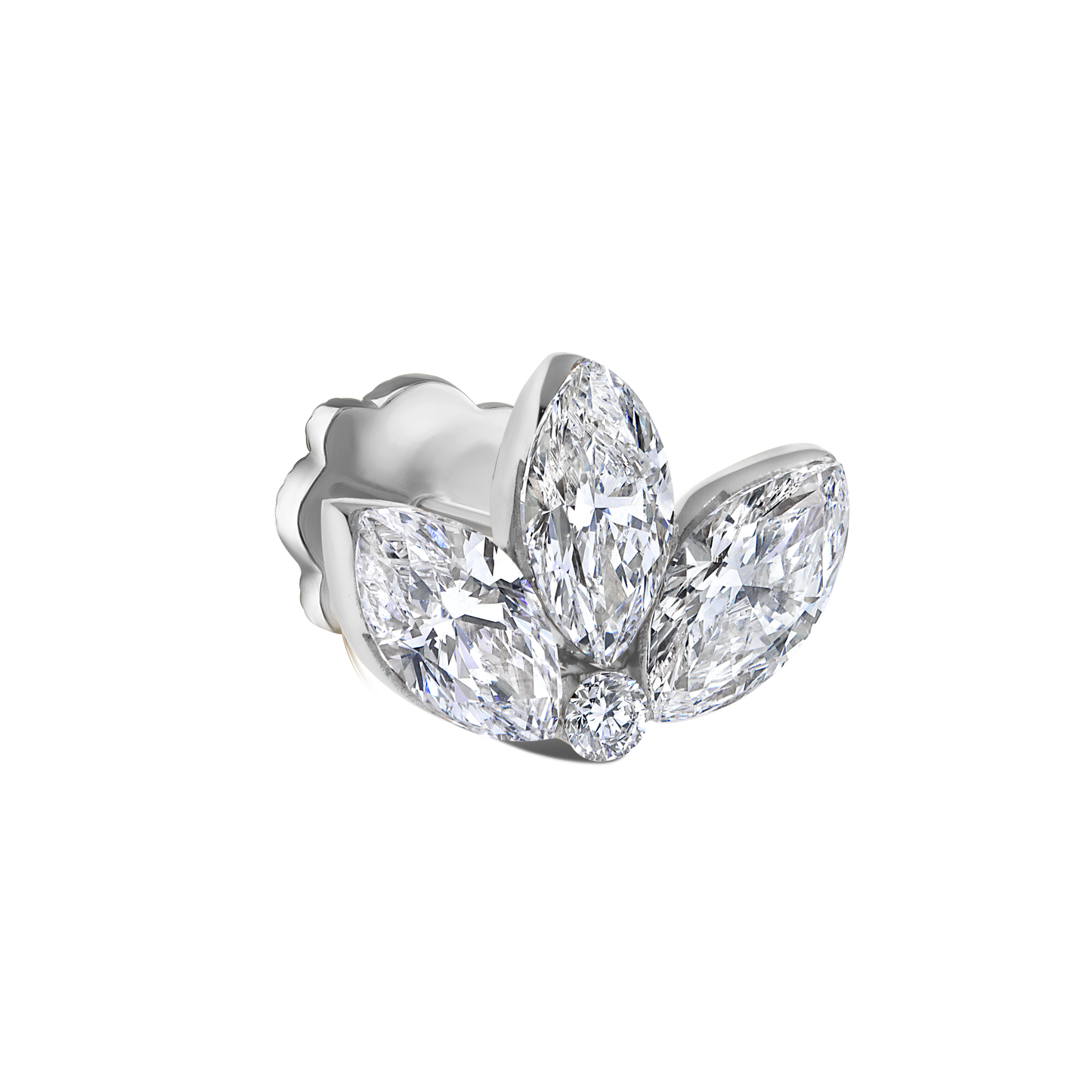 Invisible Diamond Lotus Threaded Stud Earring
