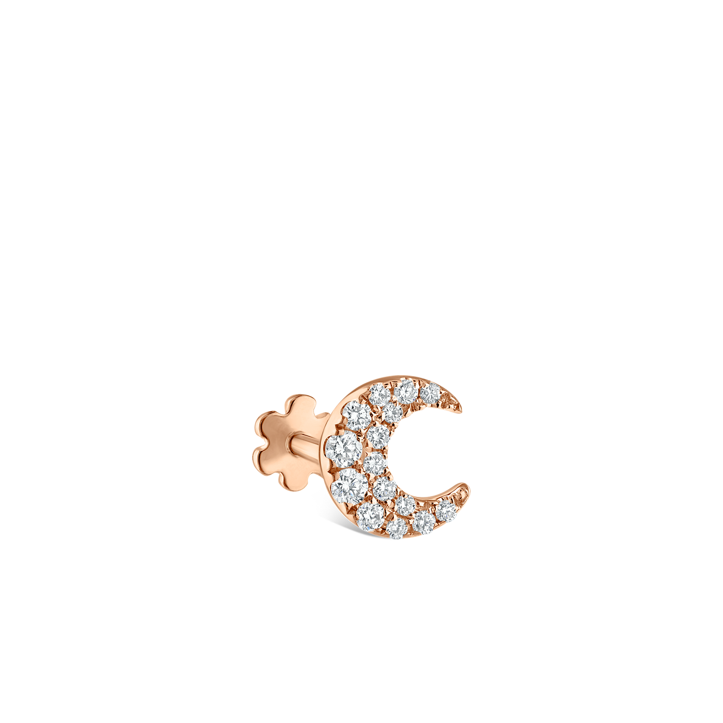 Diamond Moon Threaded Stud Earring