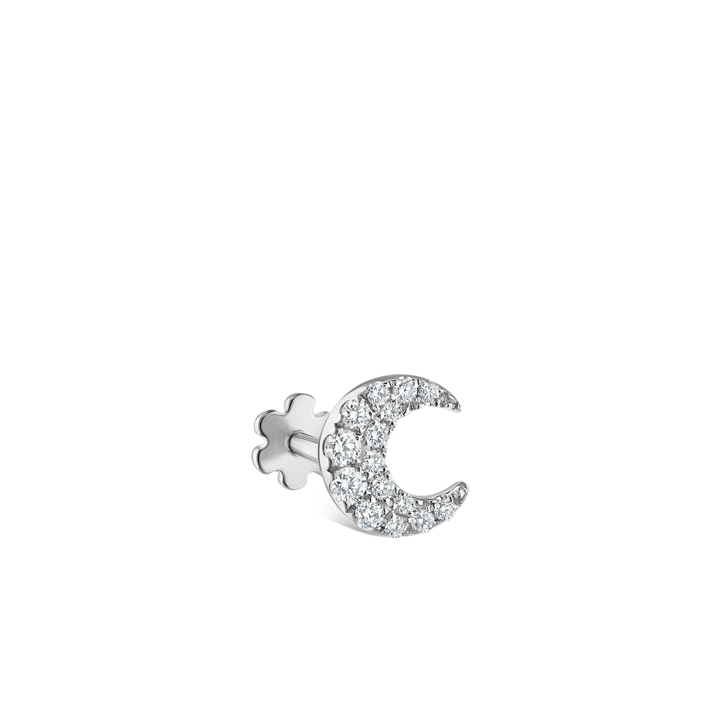 Diamond Moon Threaded Stud Earring