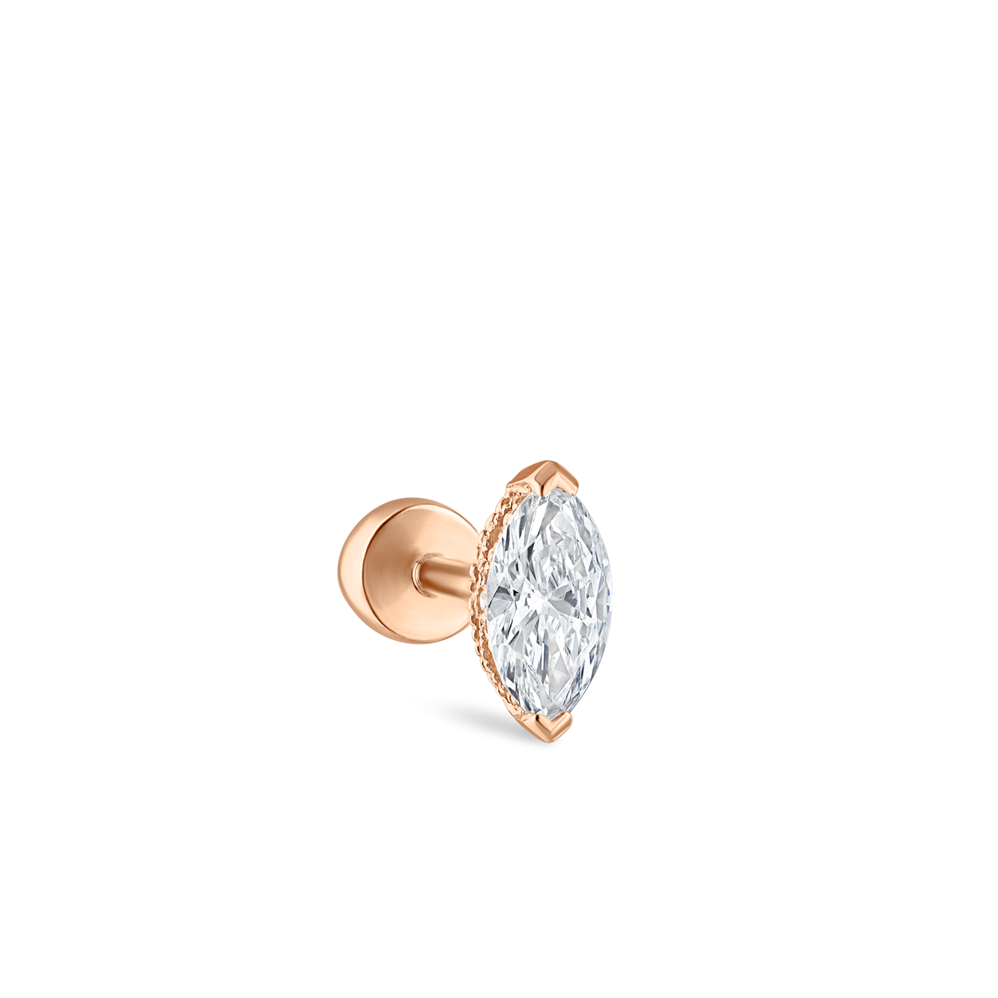 Marquise Diamond Threaded Stud Earring