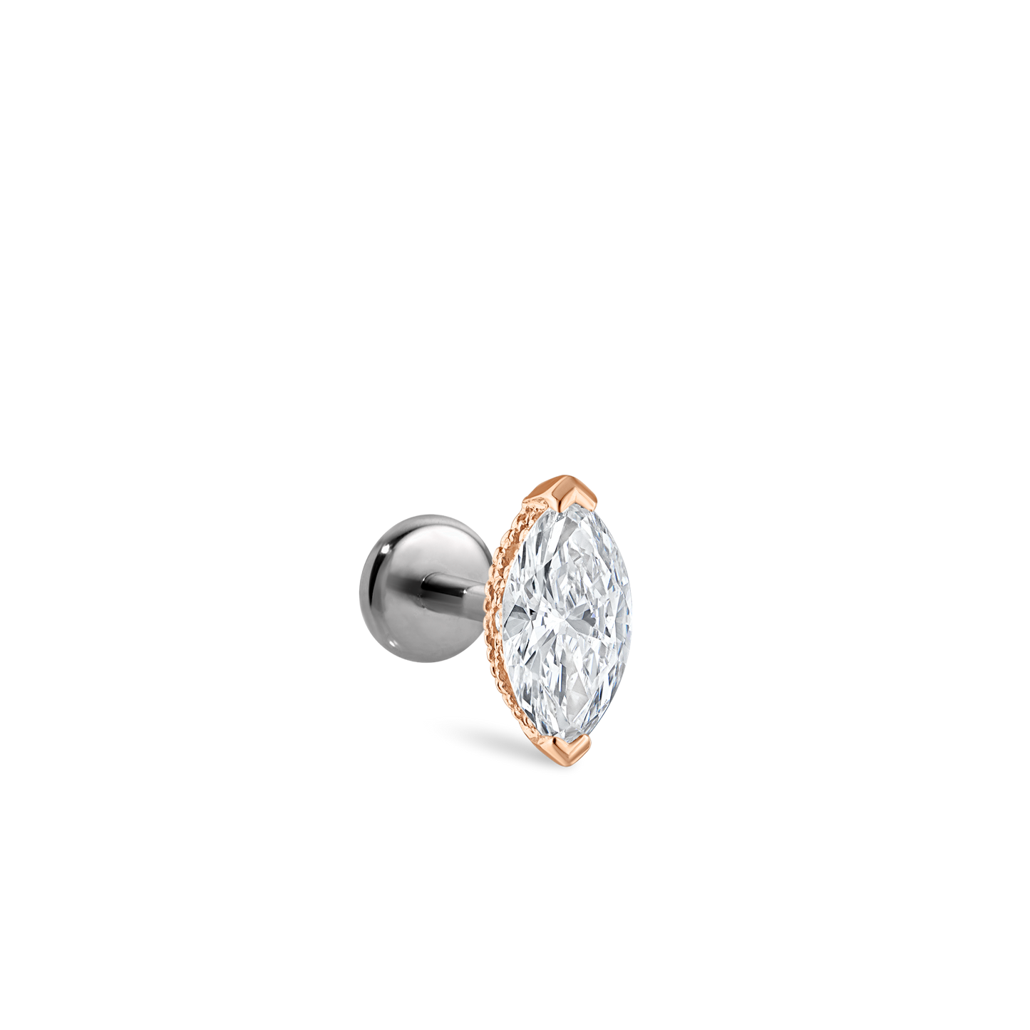 Marquise Diamond Threaded Stud Earring With Titanium Backing