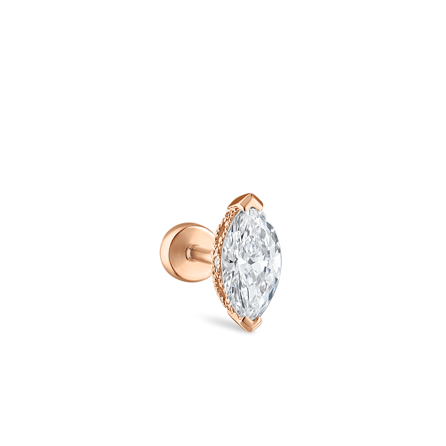 Marquise Diamond Threaded Stud Earring