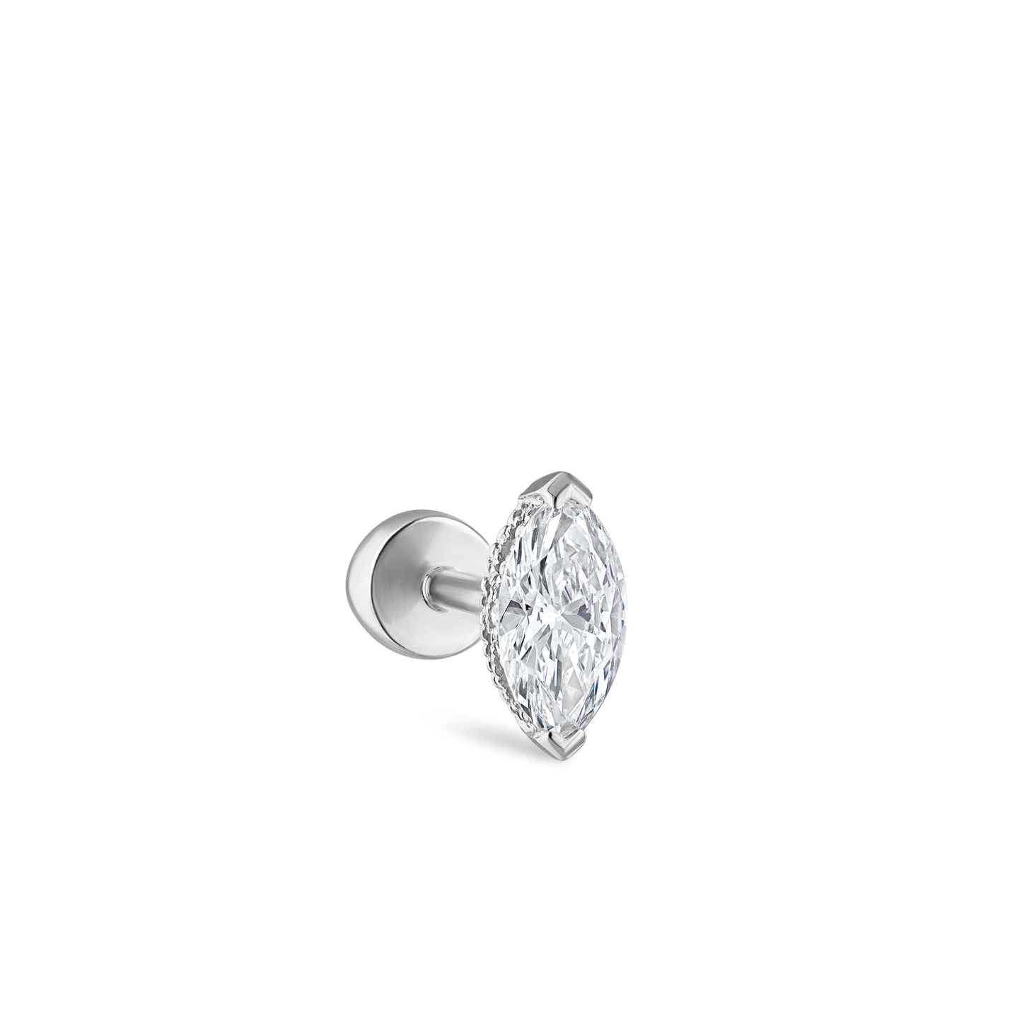 Marquise Diamond Threaded Stud Earring