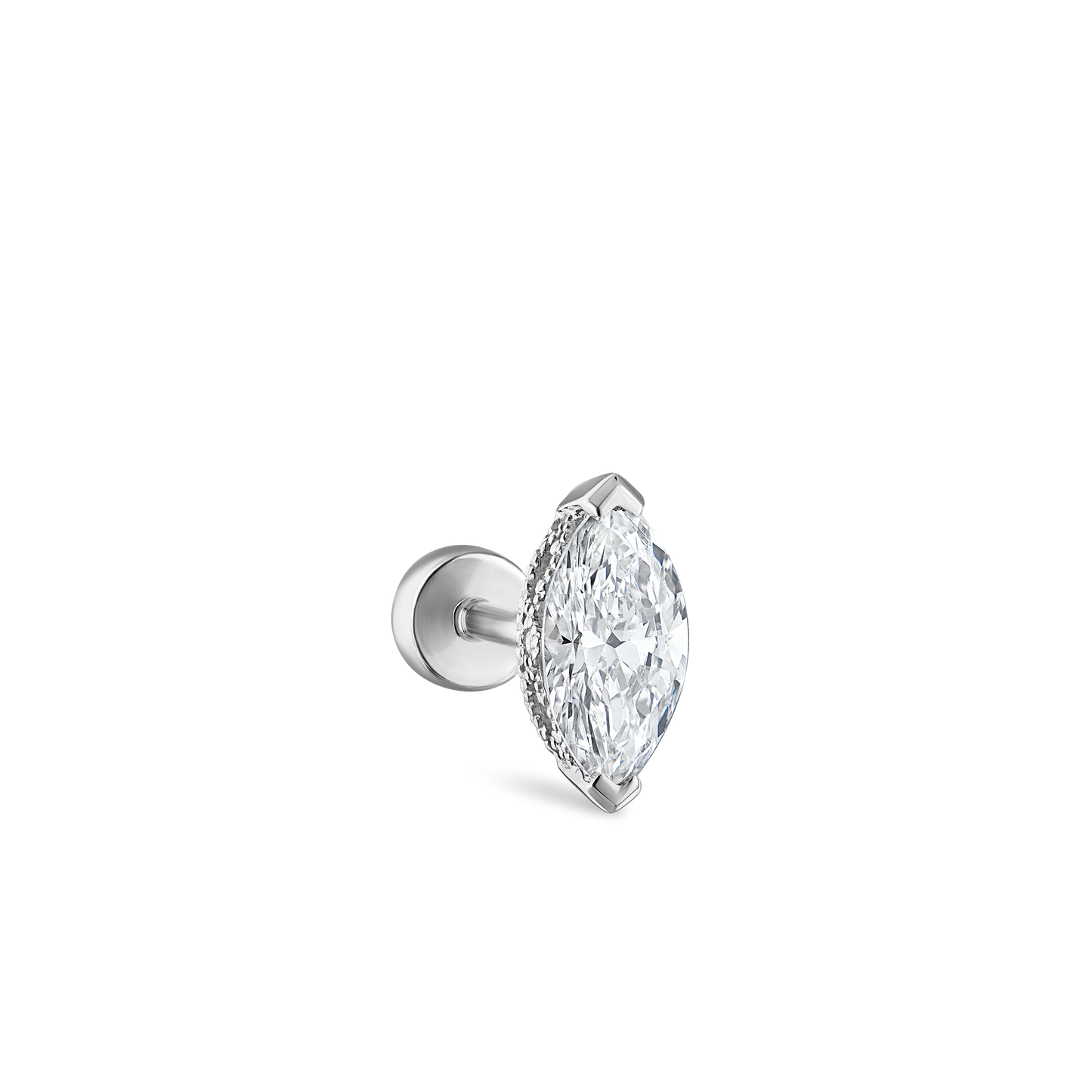 Marquise Diamond Threaded Stud Earring
