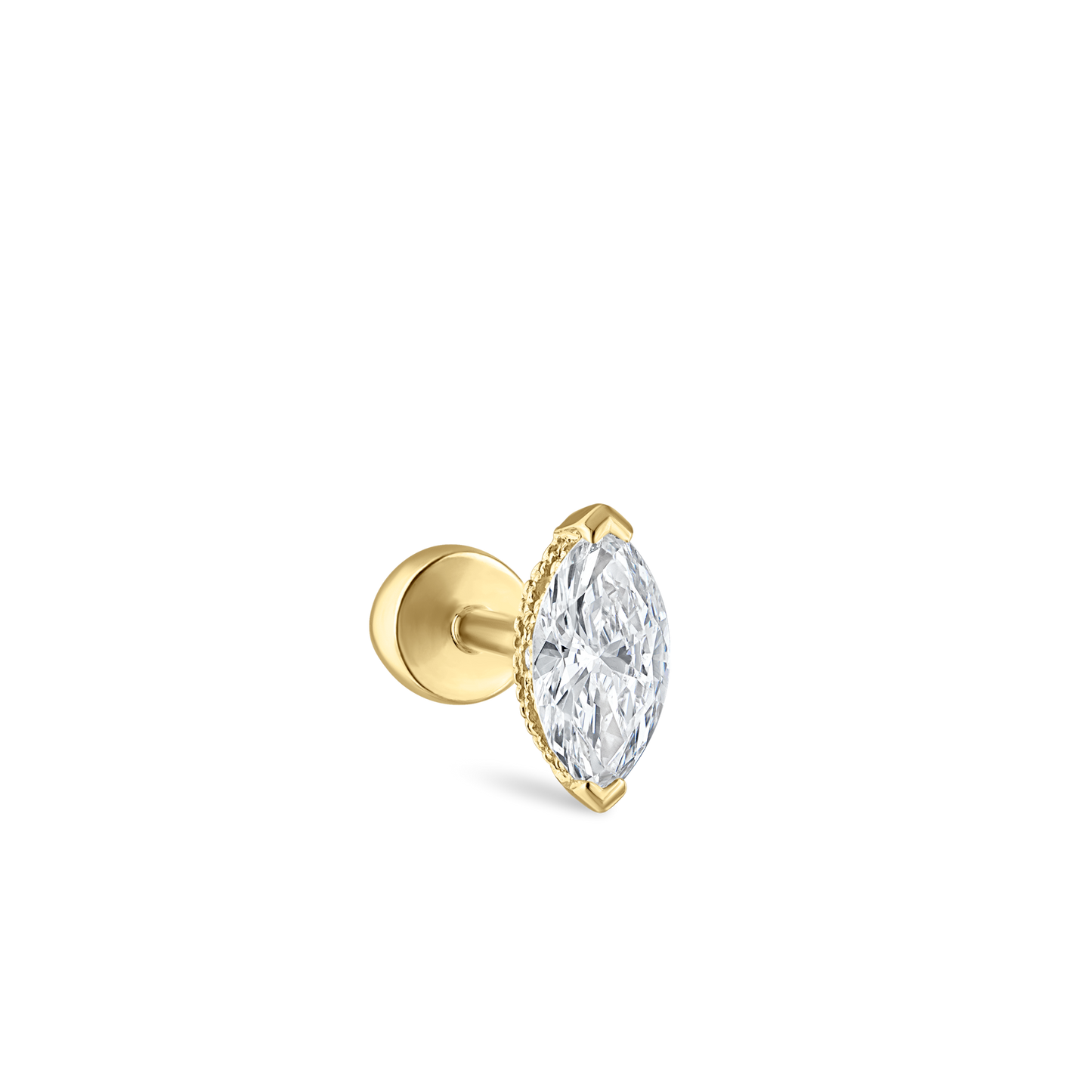 Marquise Diamond Threaded Stud Earring