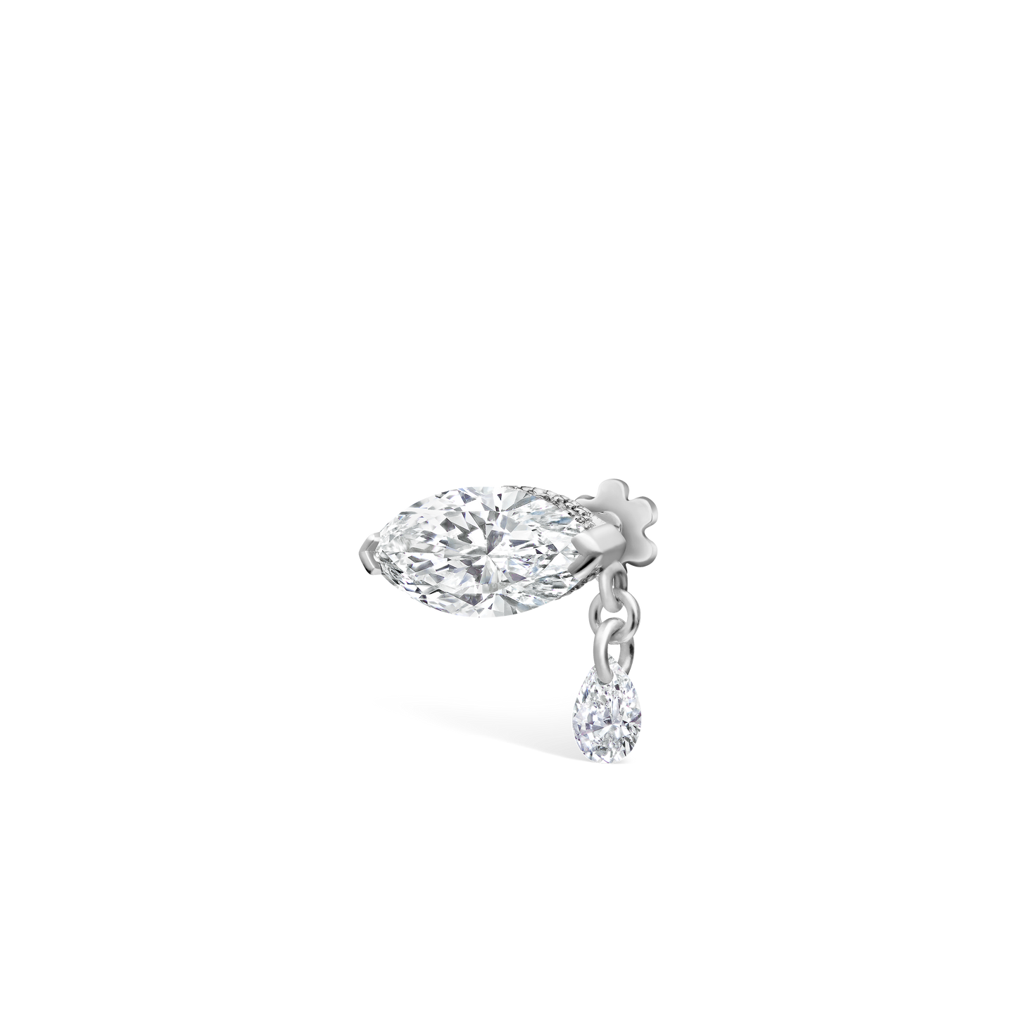 Single Teardrop Marquise Diamond Threaded Stud Earring