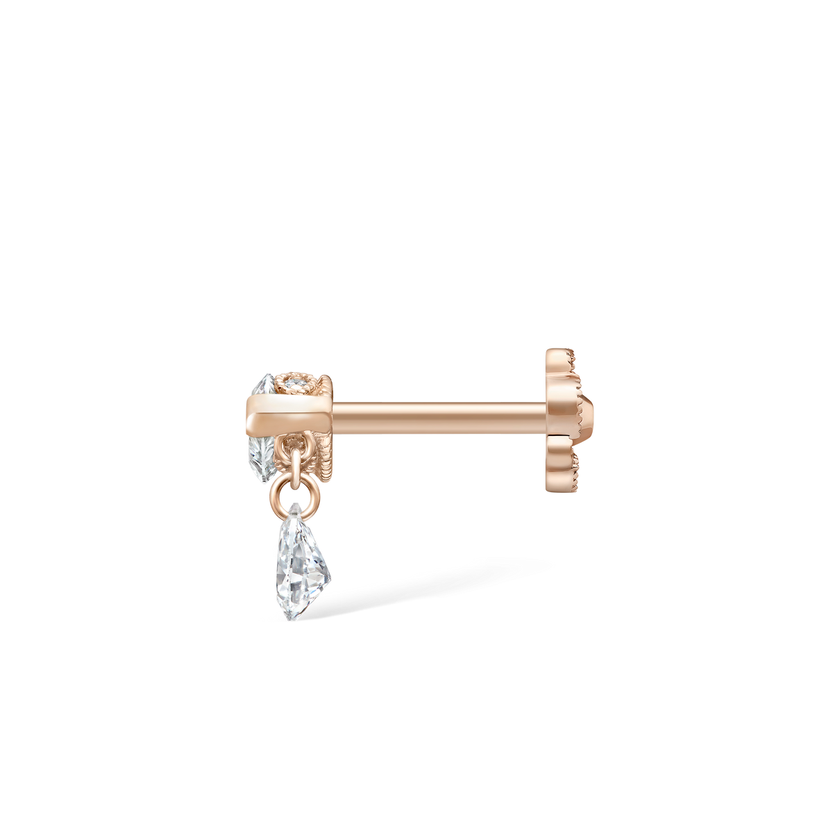 Single Teardrop Marquise Diamond Threaded Stud Earring