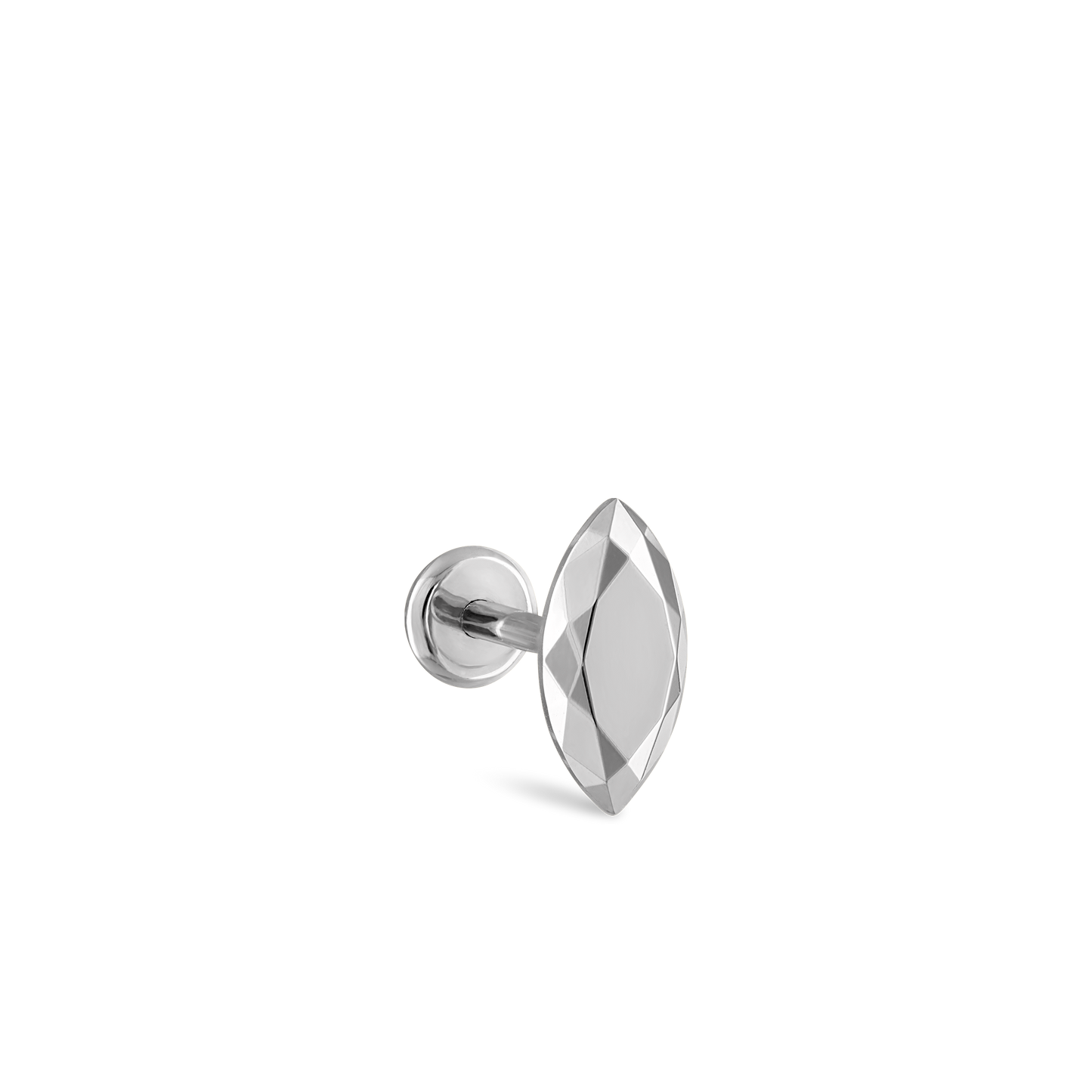 Faceted Gold Marquise Threaded Stud Earring