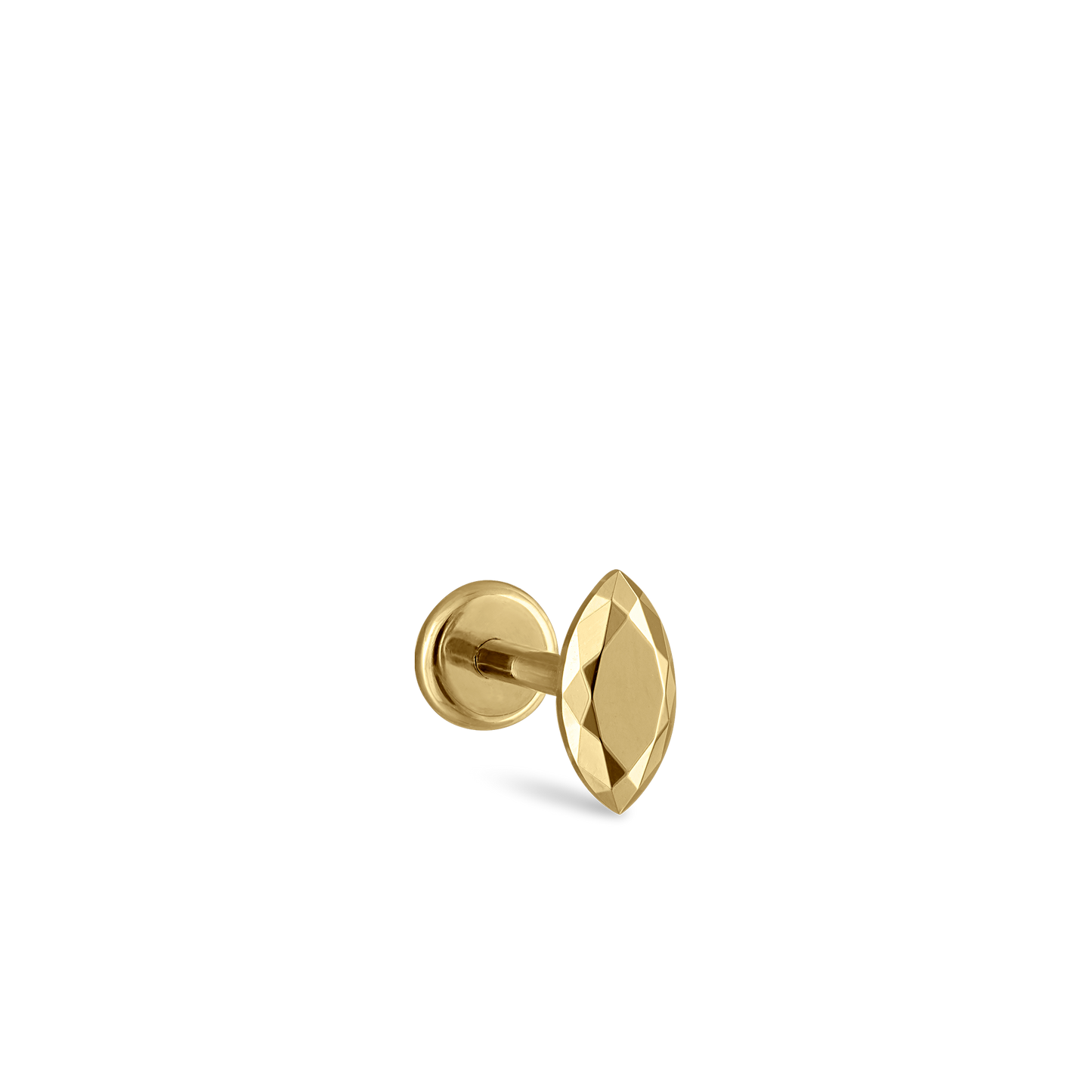 Faceted Gold Marquise Threaded Stud Earring