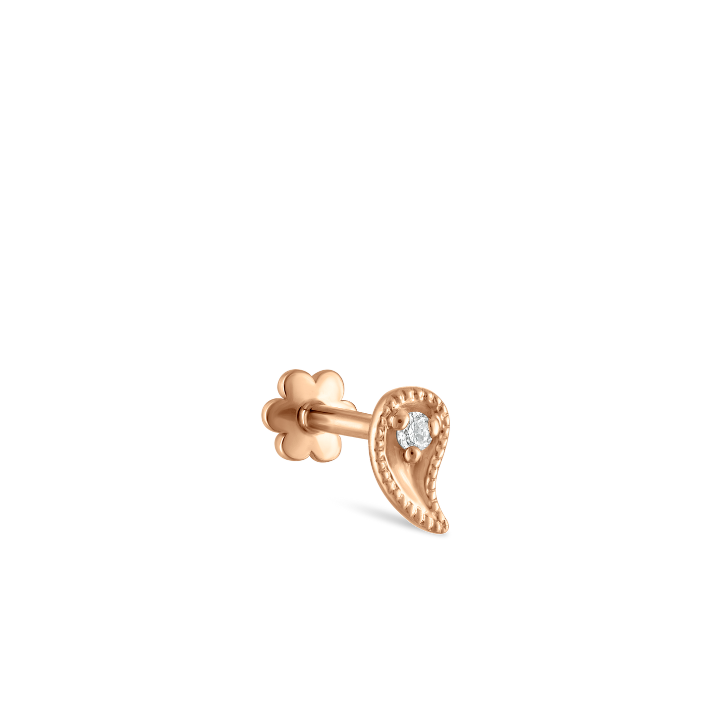 Diamond Paisley Threaded Stud Earring