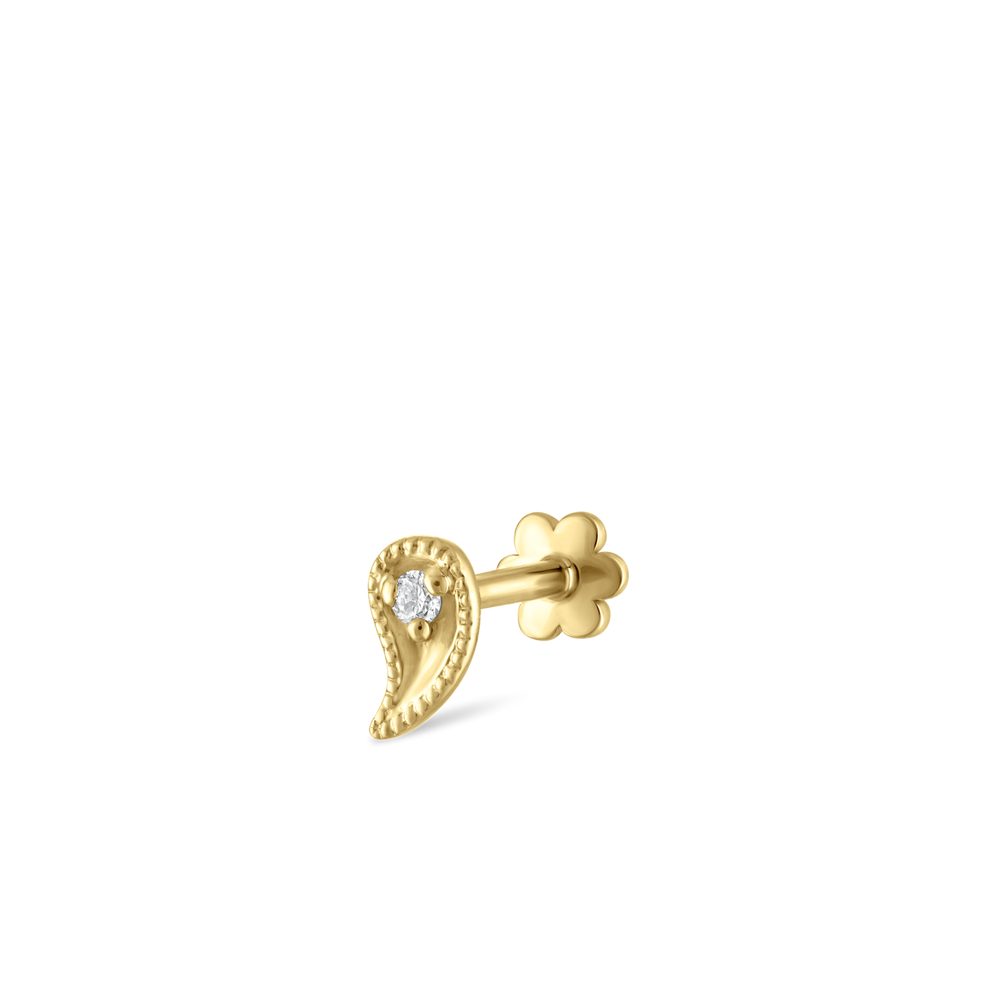 Diamond Paisley Threaded Stud Earring