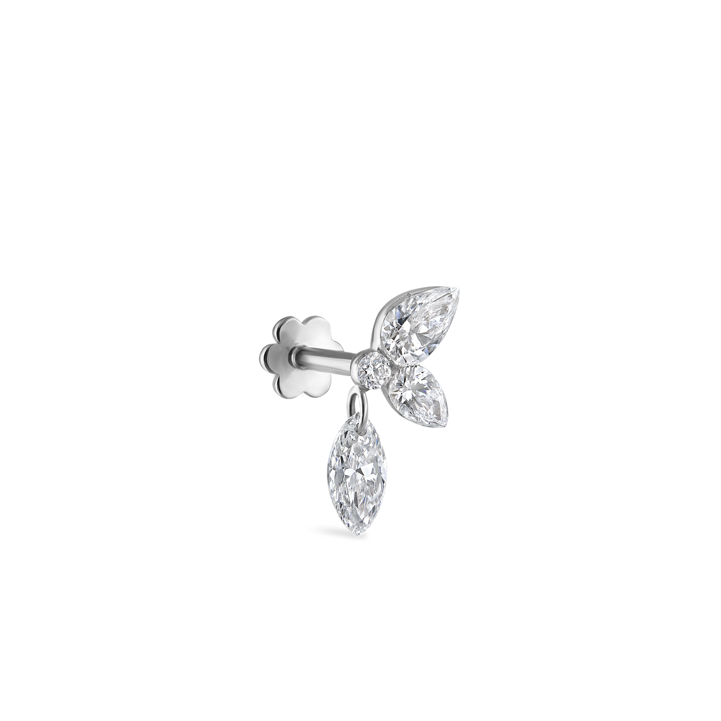 Marquise Pear Diamond Echo Threaded Stud Earring