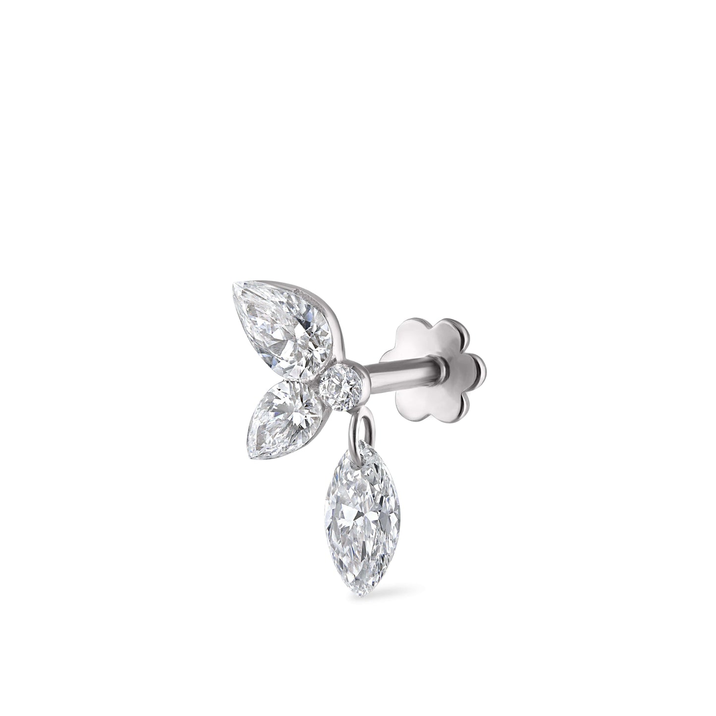 Marquise Pear Diamond Echo Threaded Stud Earring