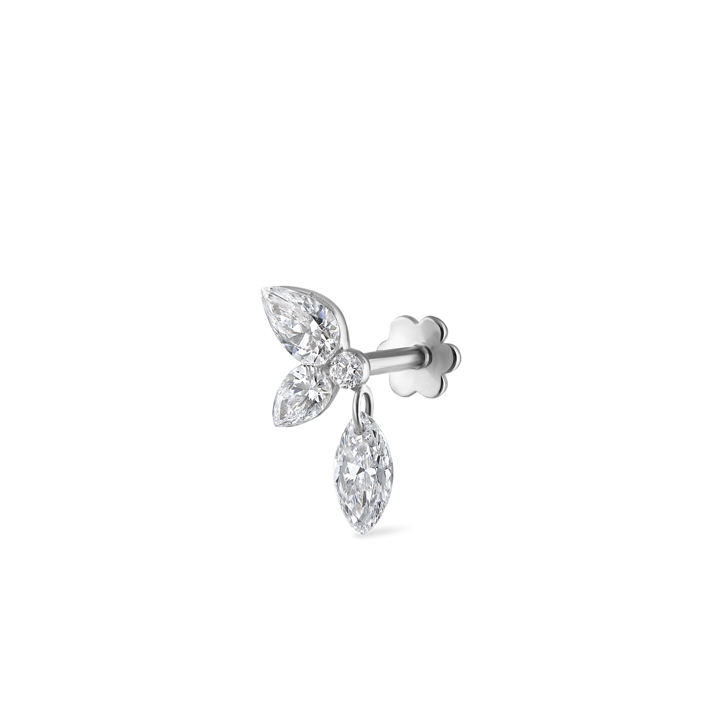Marquise Pear Diamond Echo Threaded Stud Earring