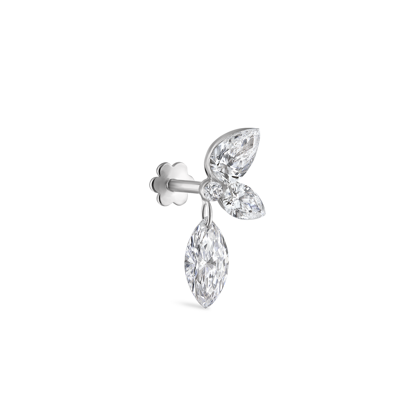 Marquise Pear Diamond Echo Threaded Stud Earring