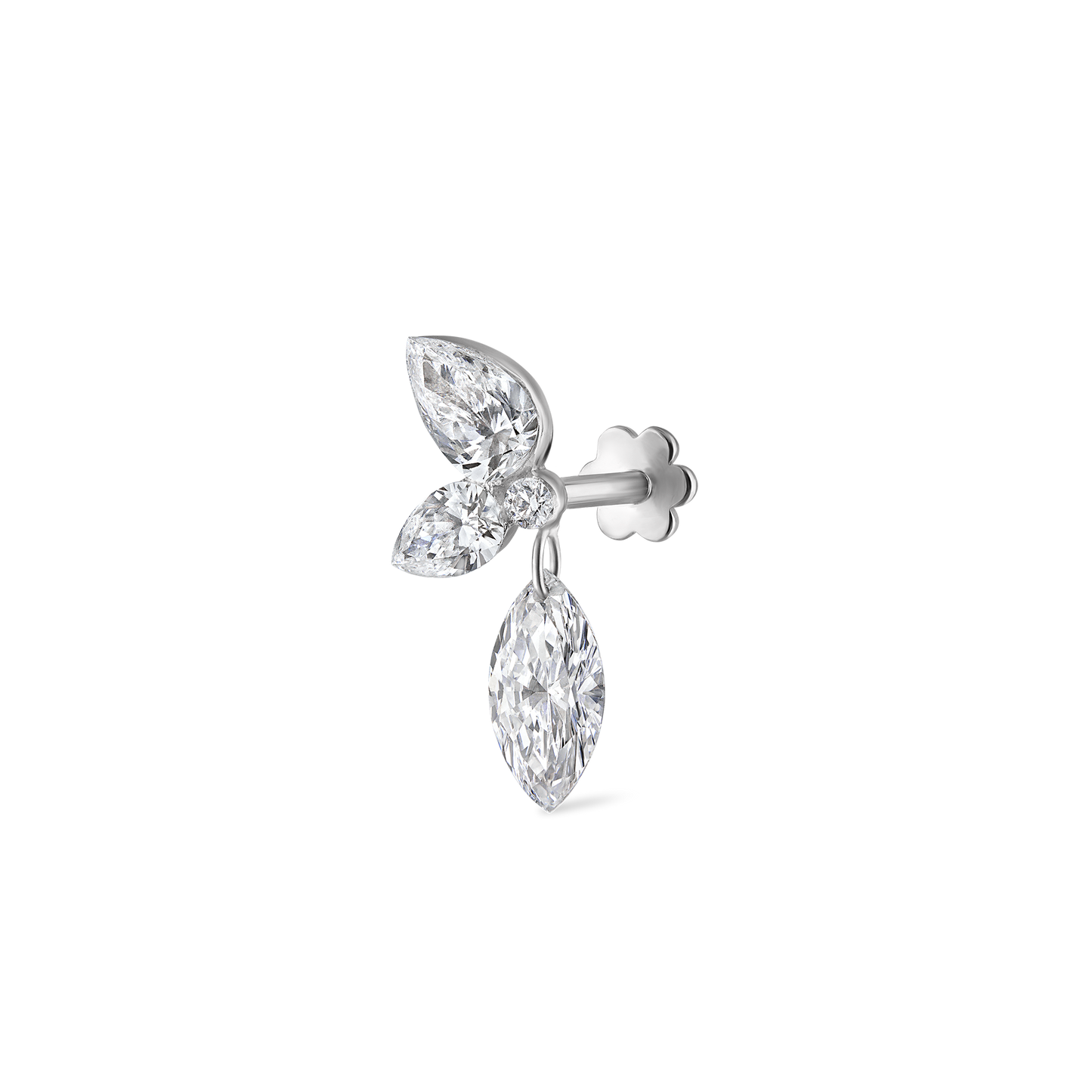 Marquise Pear Diamond Echo Threaded Stud Earring
