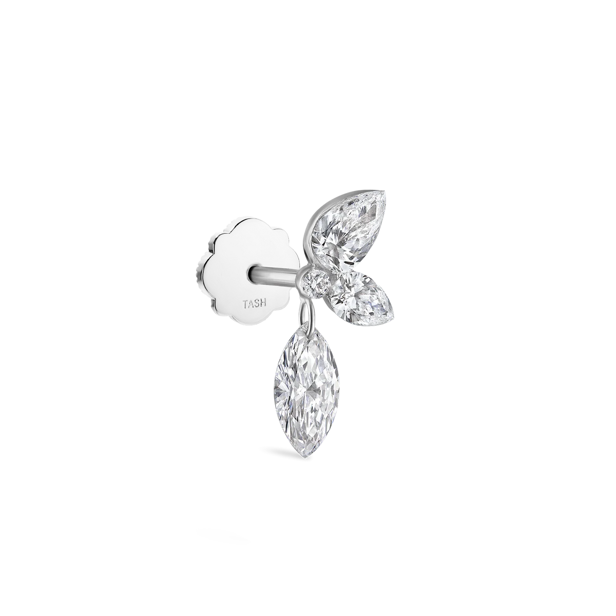 Marquise Pear Diamond Echo Threaded Stud Earring