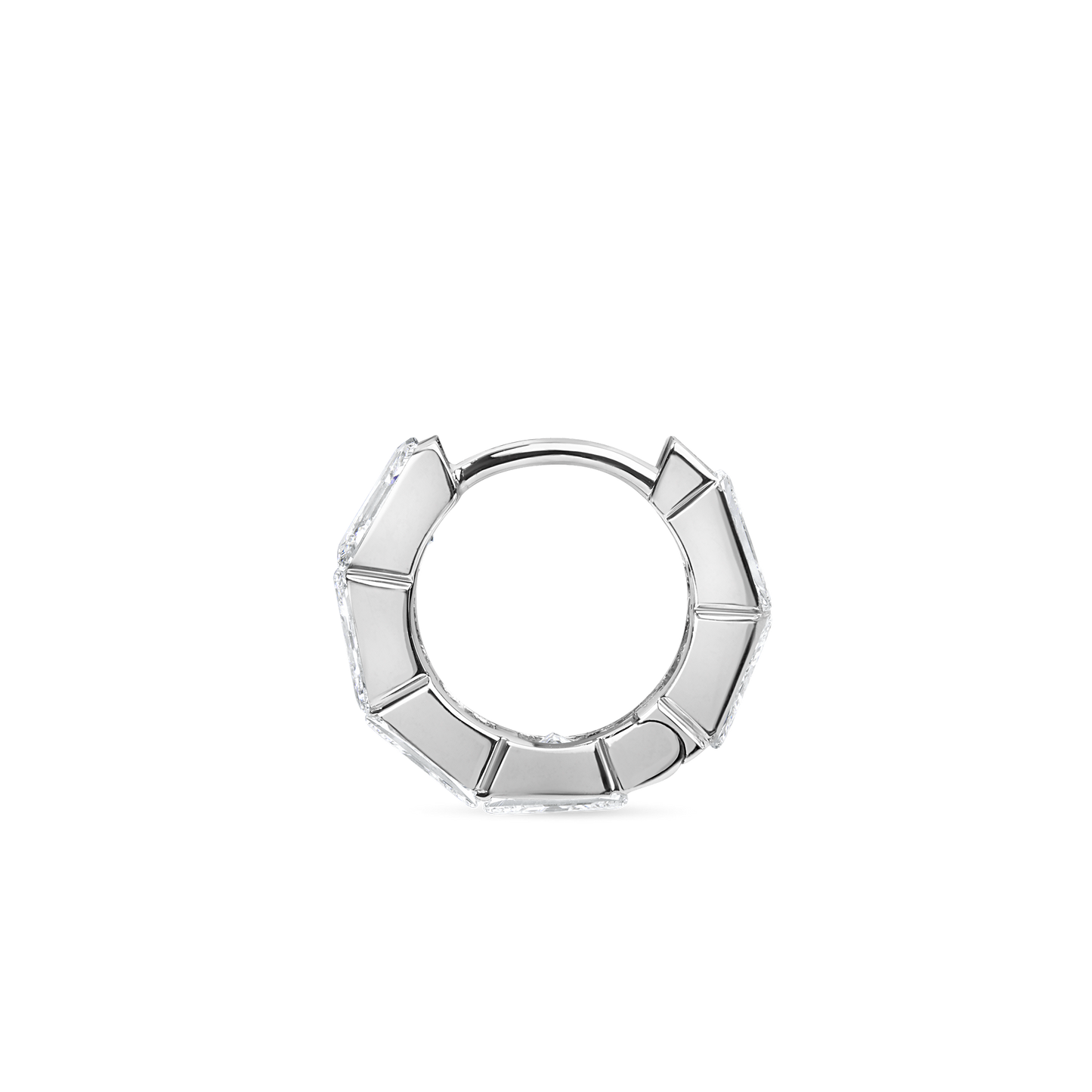 Invisible Set Elongated Princess Diamond Eternity Hoop Earring