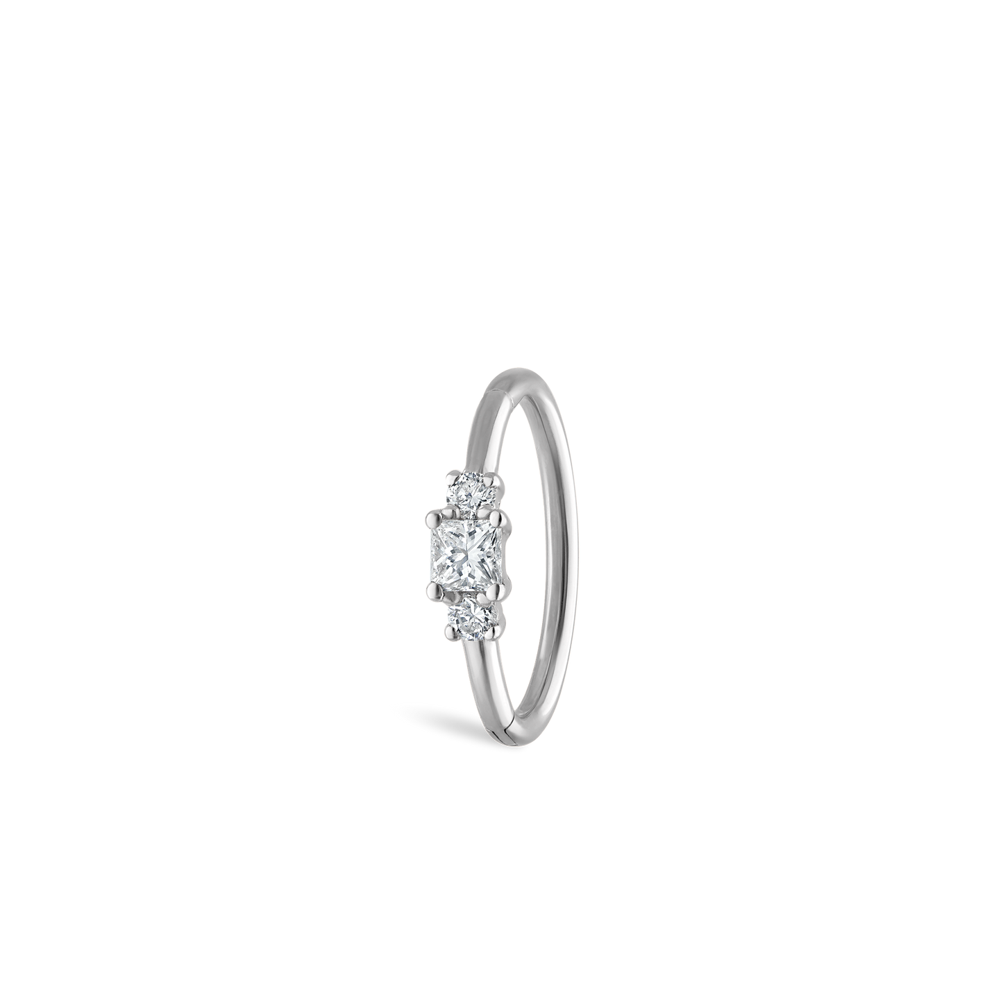2mm Diamond Princess Hoop Earring