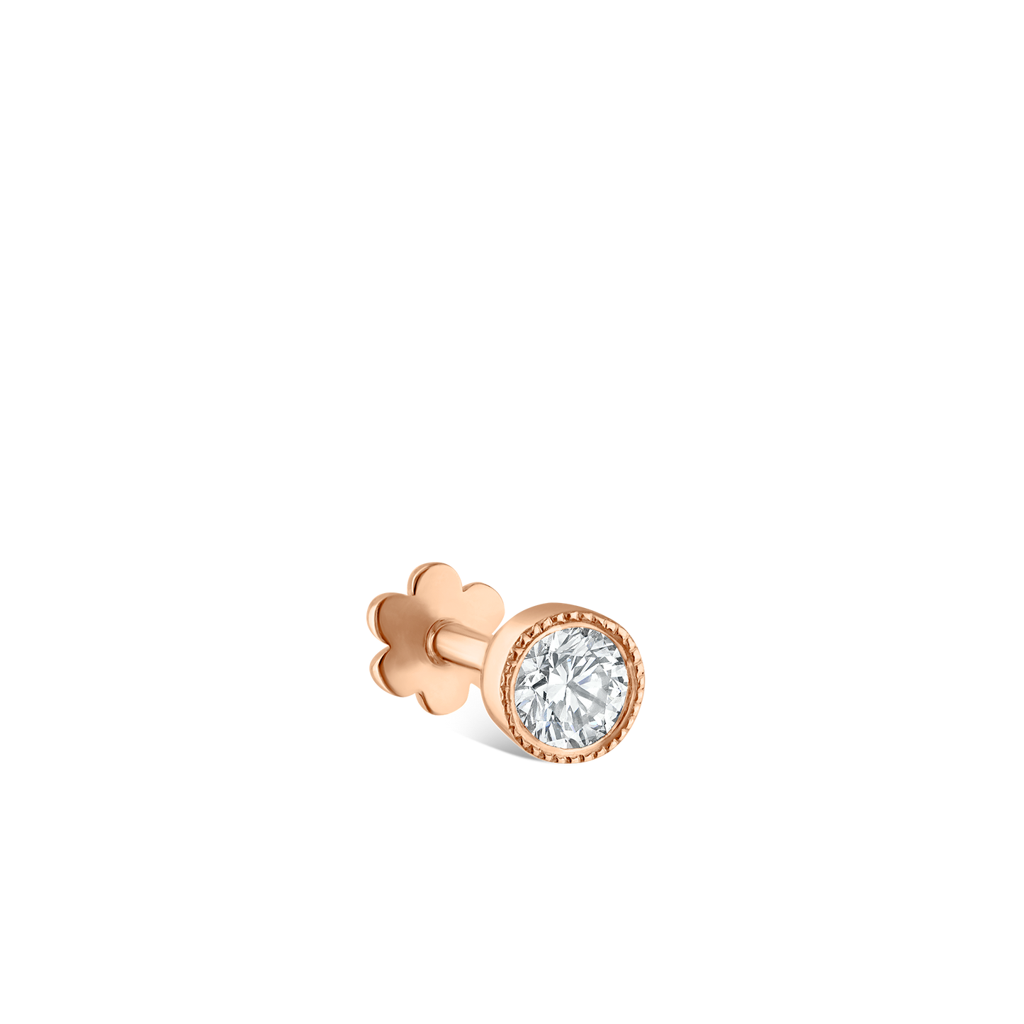 Scalloped Set Diamond Threaded Stud Earring