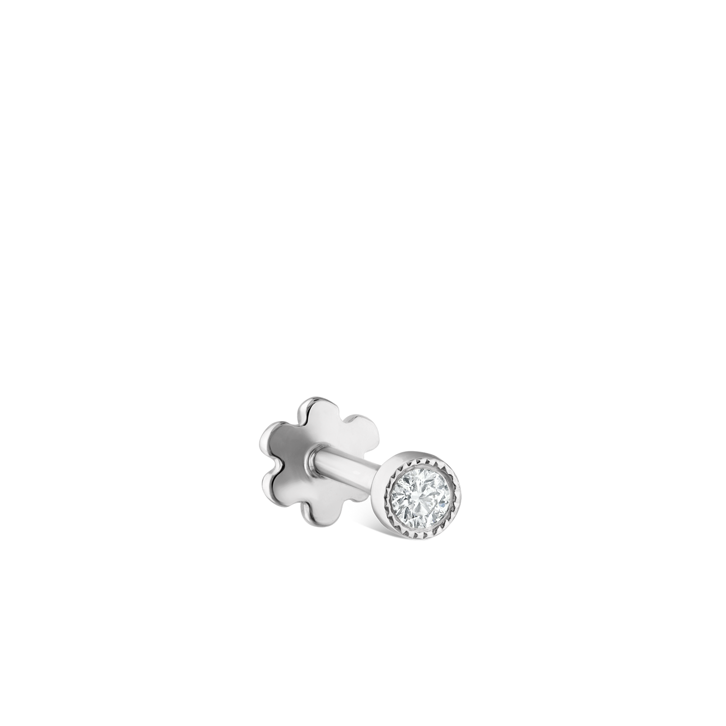 Scalloped Set Diamond Threaded Stud Earring
