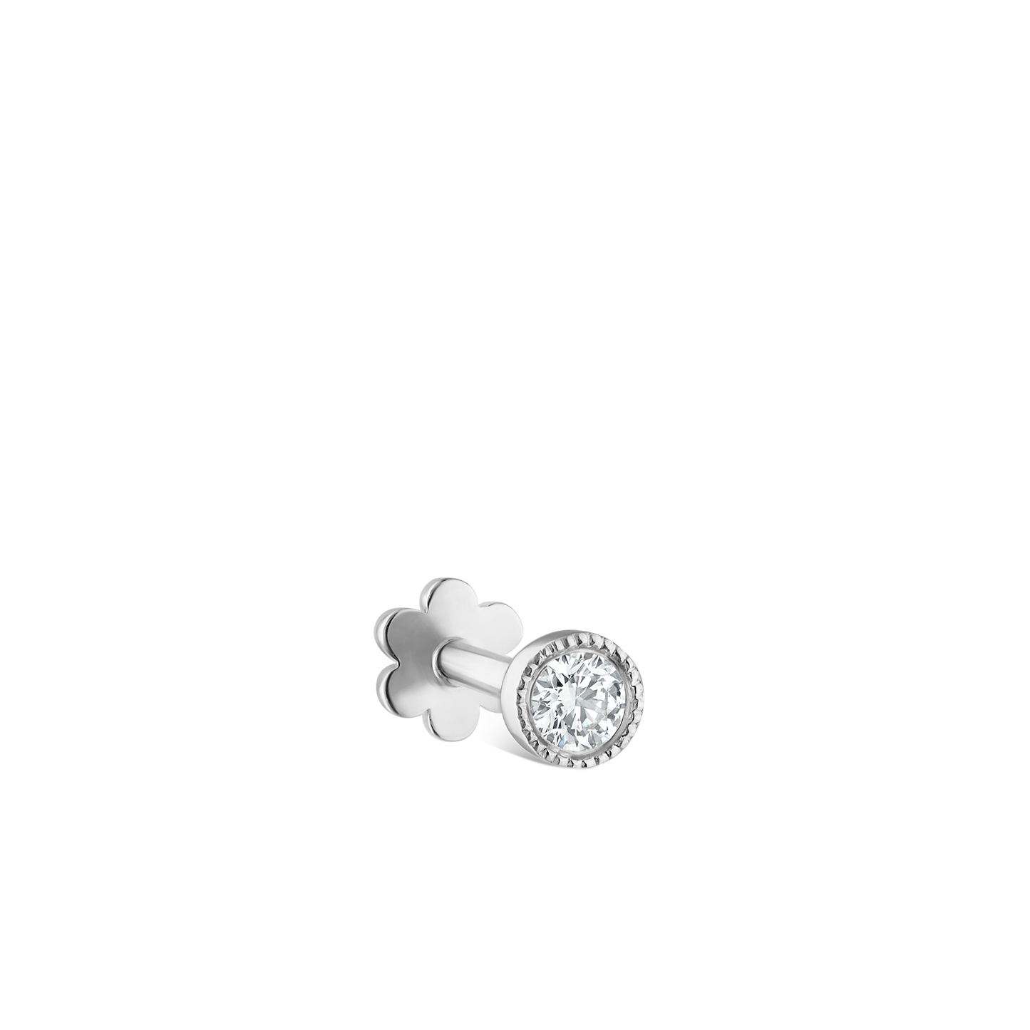 Scalloped Set Diamond Threaded Stud Earring