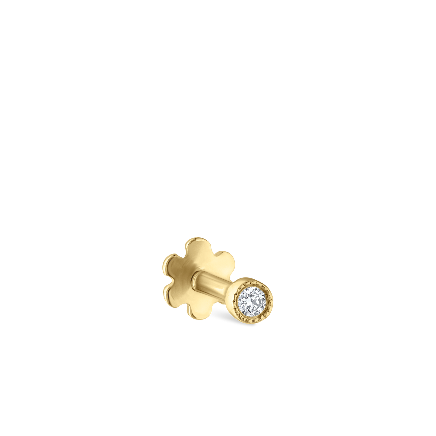 Scalloped Set Diamond Threaded Stud Earring