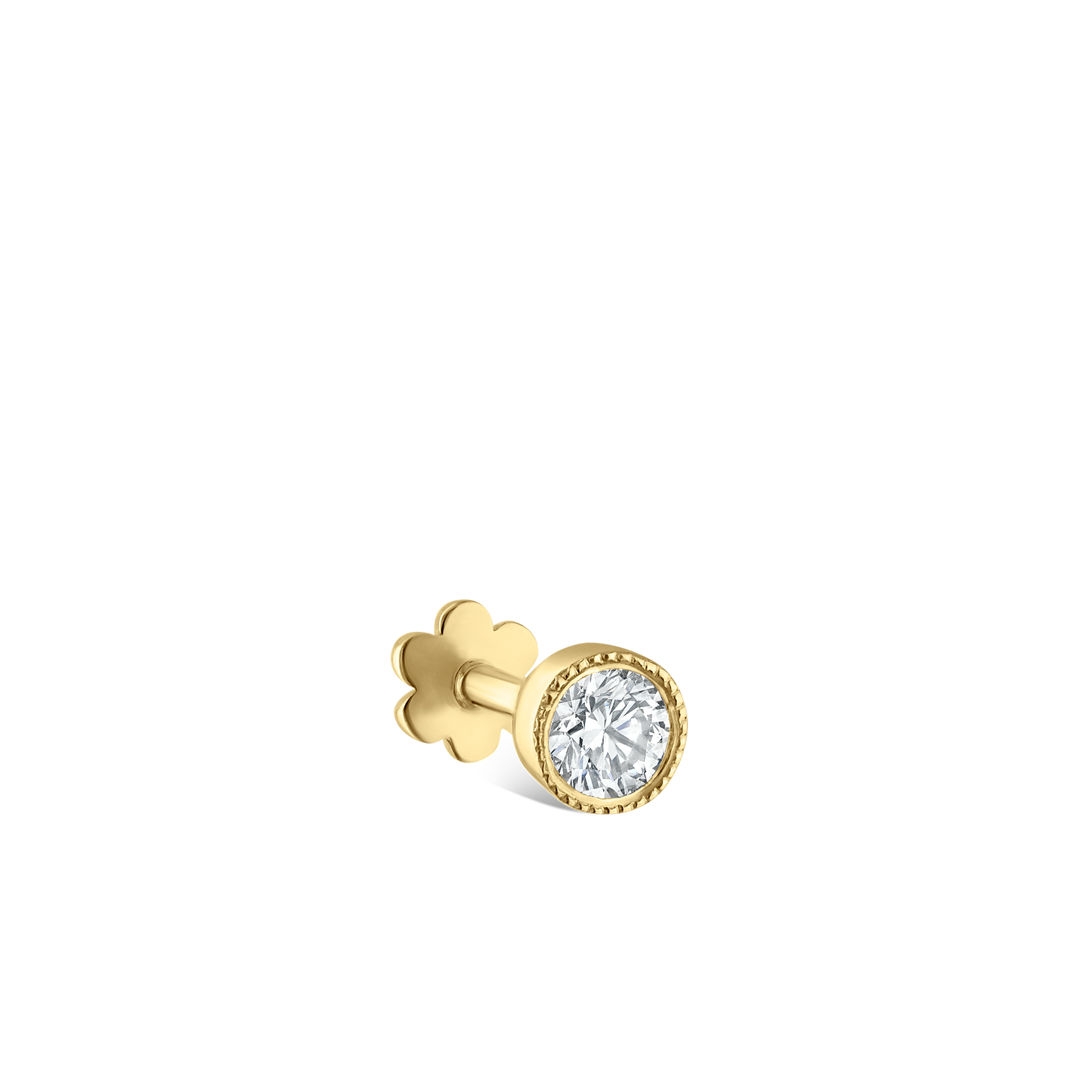 Scalloped Set Diamond Threaded Stud Earring