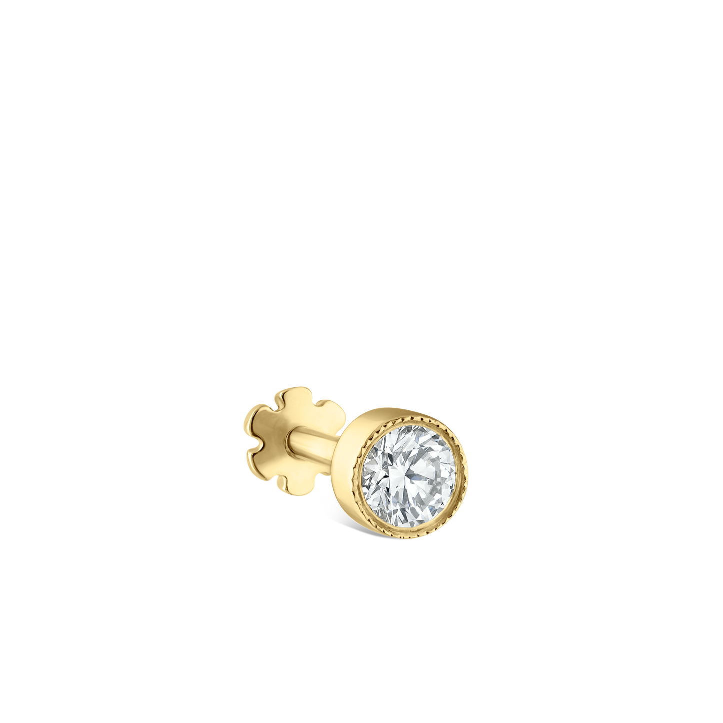 Scalloped Set Diamond Threaded Stud Earring