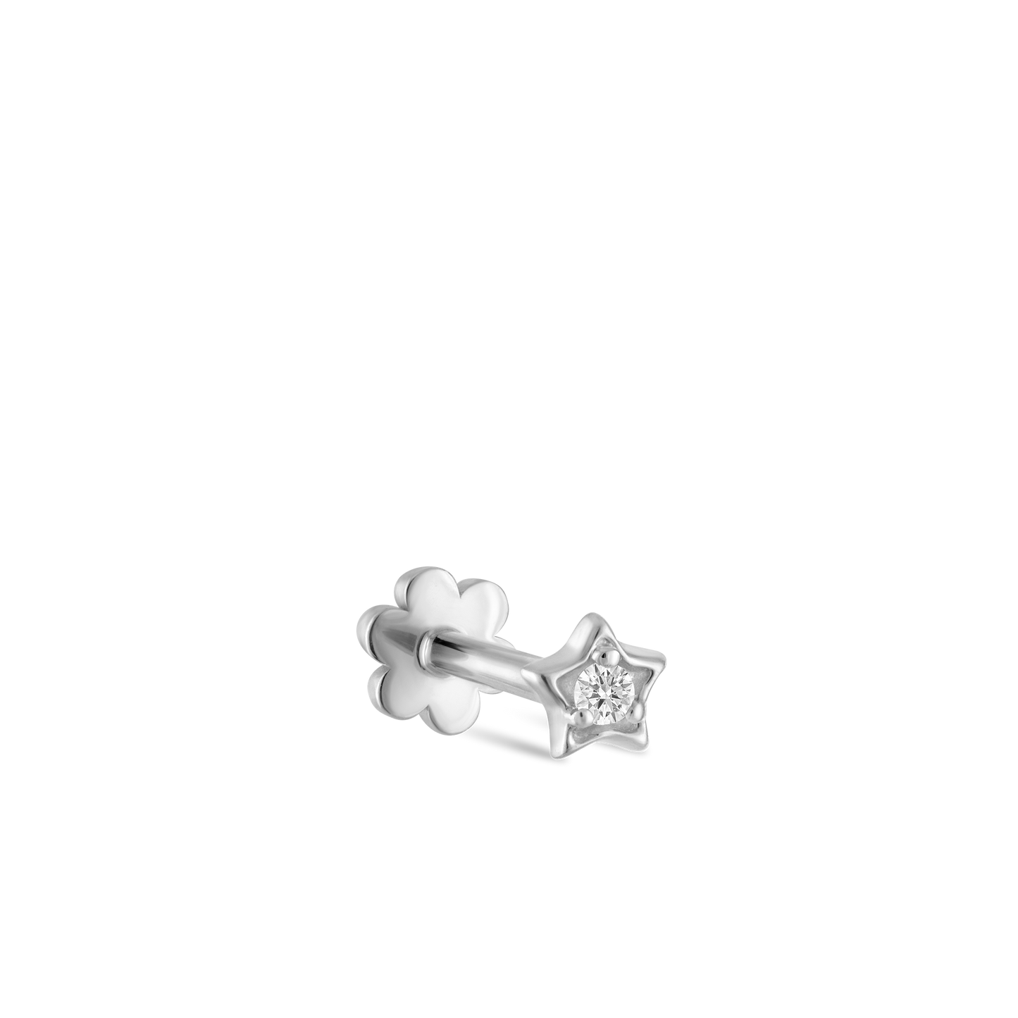 Diamond Solitaire Star Threaded Stud Earring