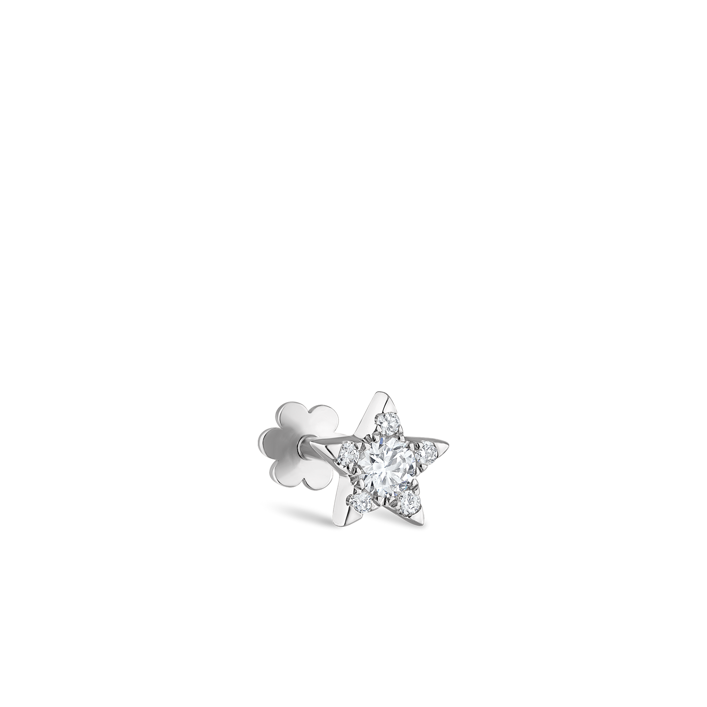 Diamond Star Threaded Stud Earring