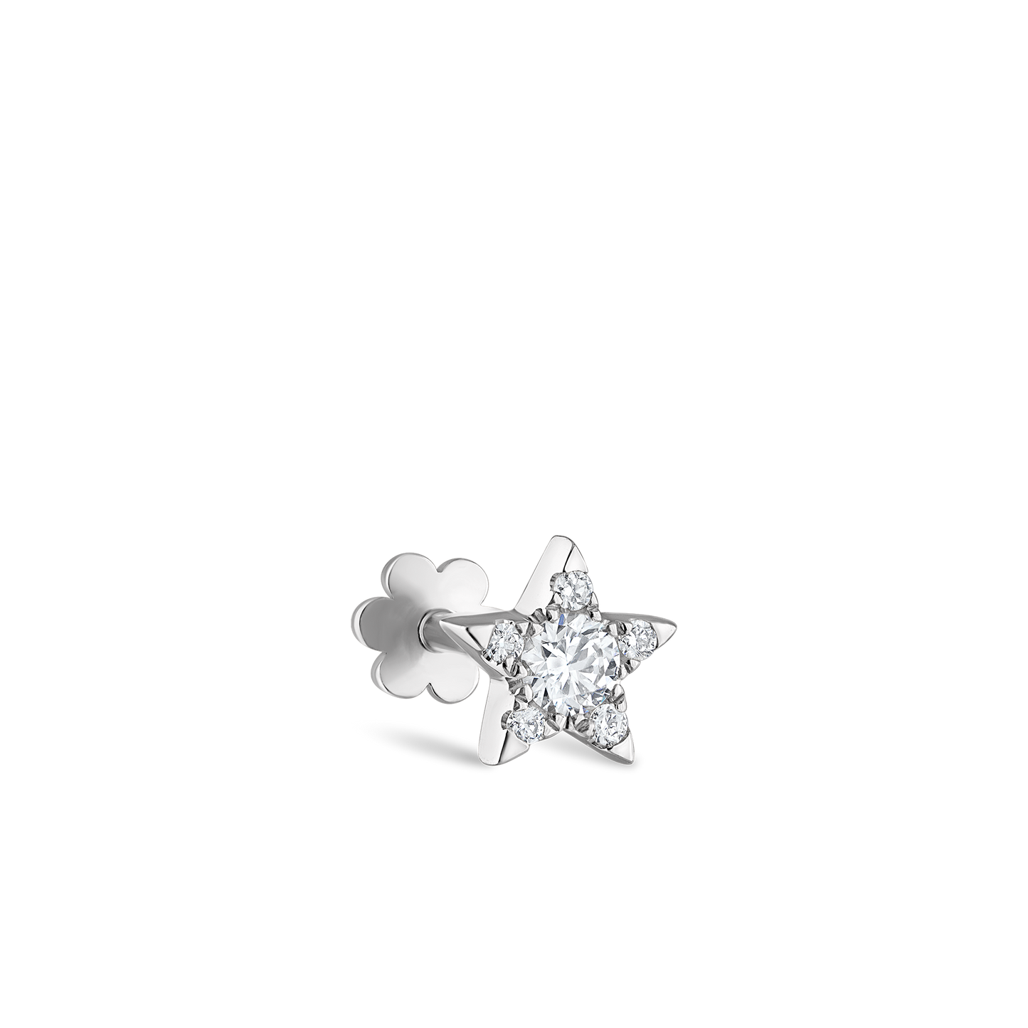 Diamond Star Threaded Stud Earring