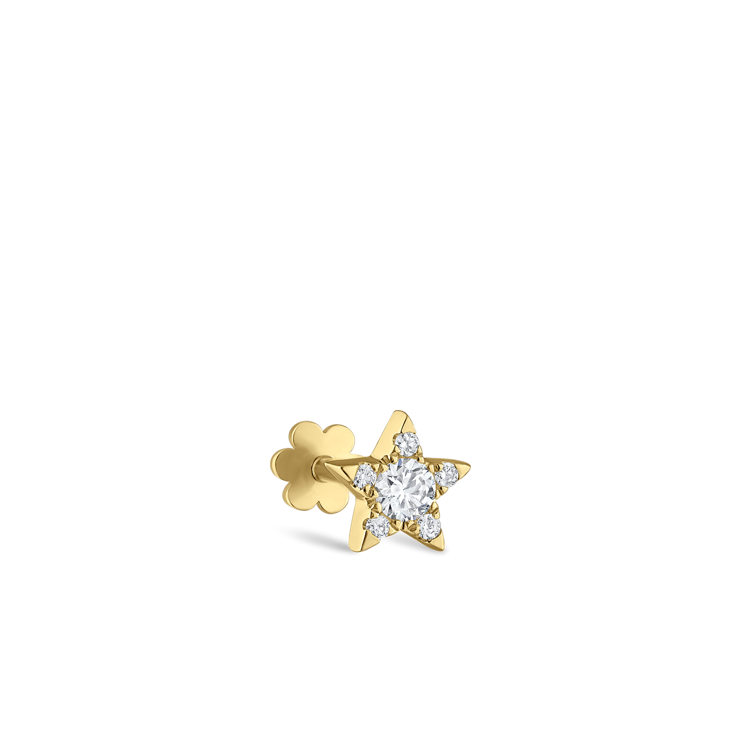 Diamond Star Threaded Stud Earring