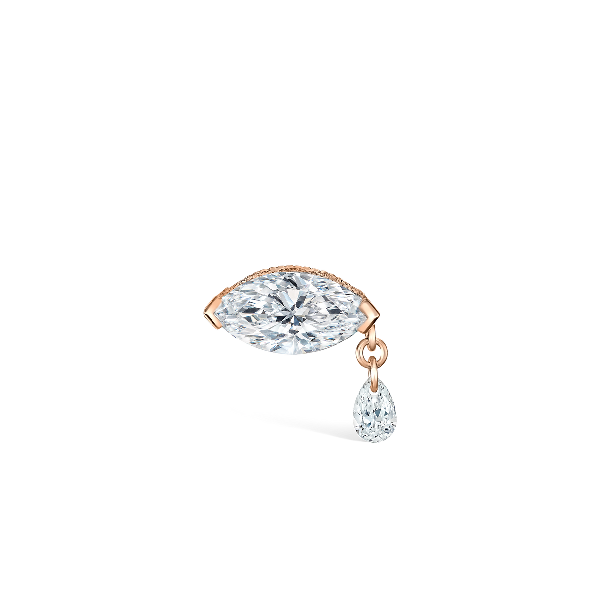 Single Teardrop Marquise Diamond Threaded Stud Earring