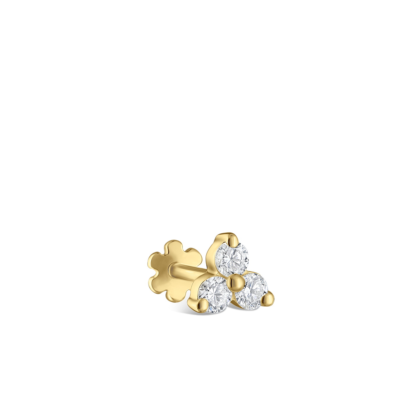 Diamond Trinity Threaded Stud Earring