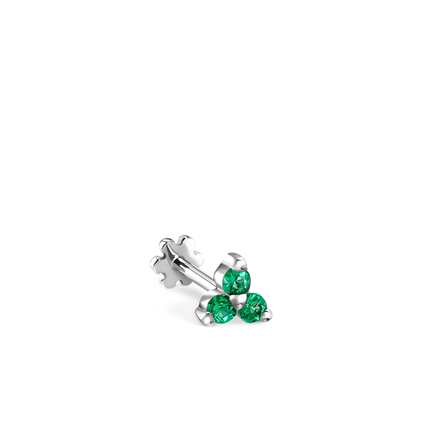 Emerald Trinity Threaded Stud Earring