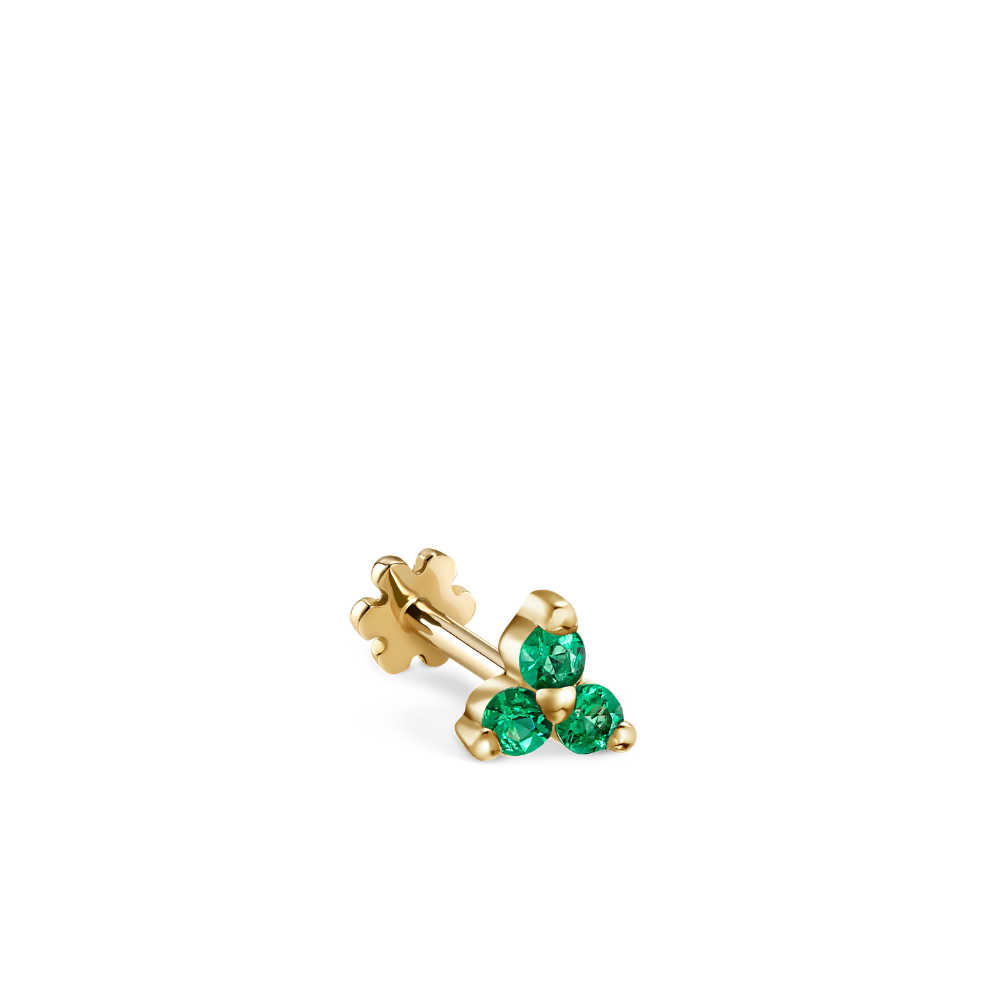 Emerald Trinity Threaded Stud Earring