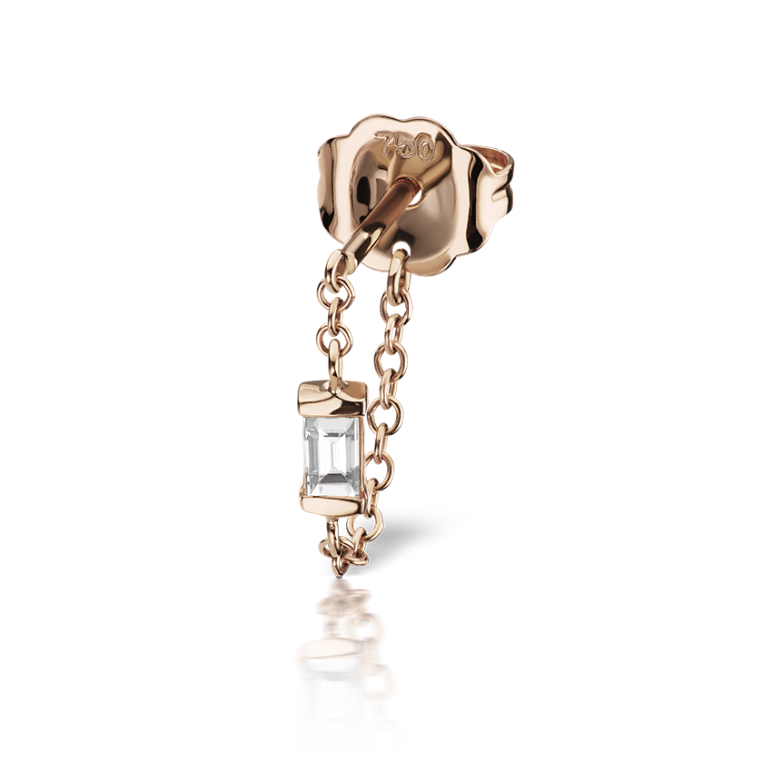 Baguette Diamond Chain Wrap Stud Earring