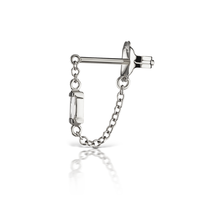 Baguette Diamond Chain Wrap Stud Earring