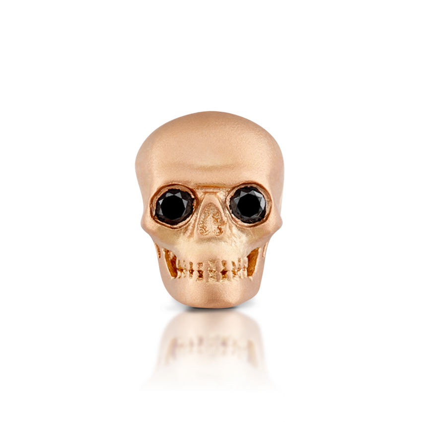 Black Diamond Eye Matte Skull Threaded Stud Earring With Titanium Backing