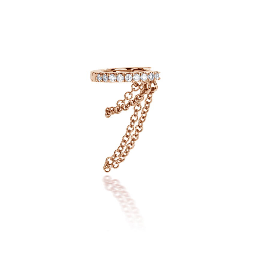 Diamond Eternity with Two Chains Hoop Earring