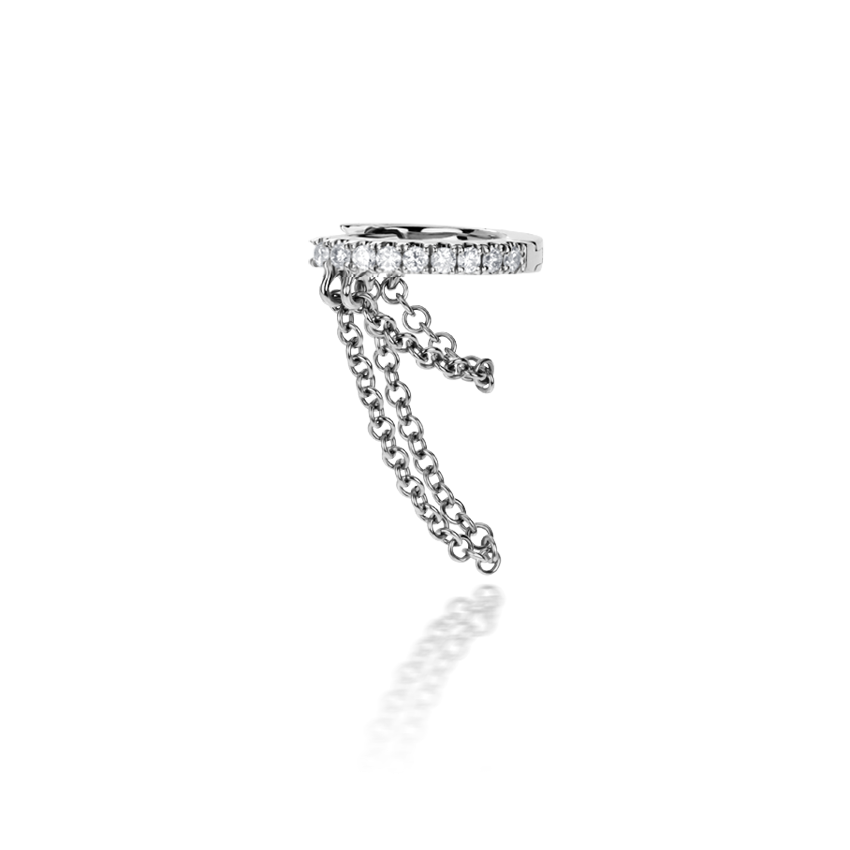 Diamond Eternity with Two Chains Hoop Earring