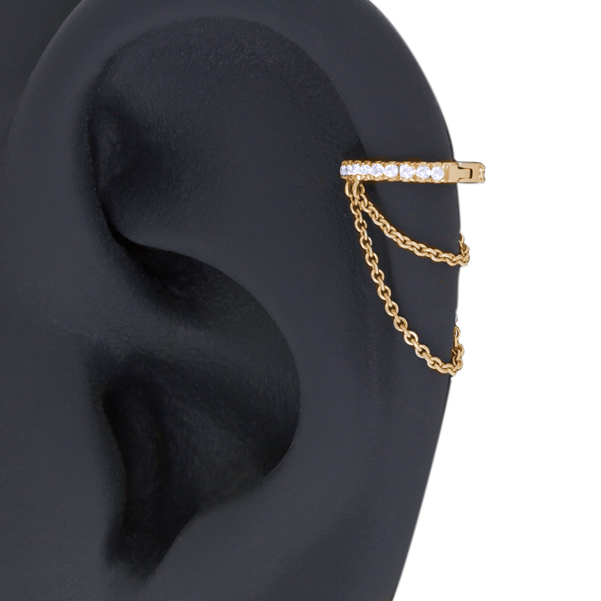 Diamond Eternity with Two Chains Hoop Earring