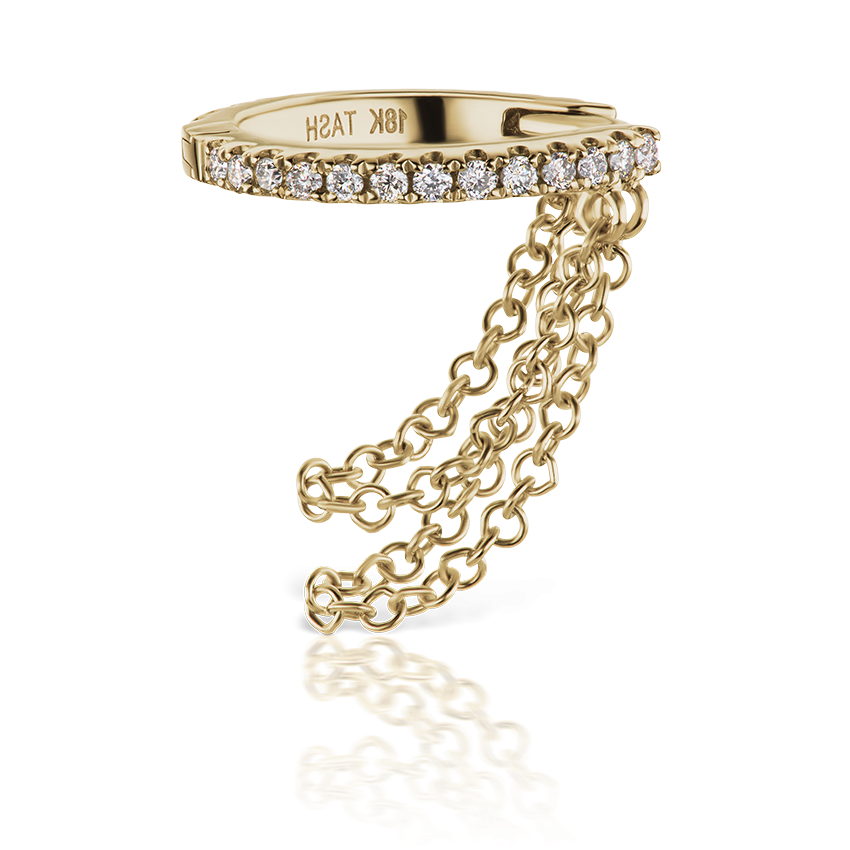 Diamond Eternity with Two Chains Hoop Earring